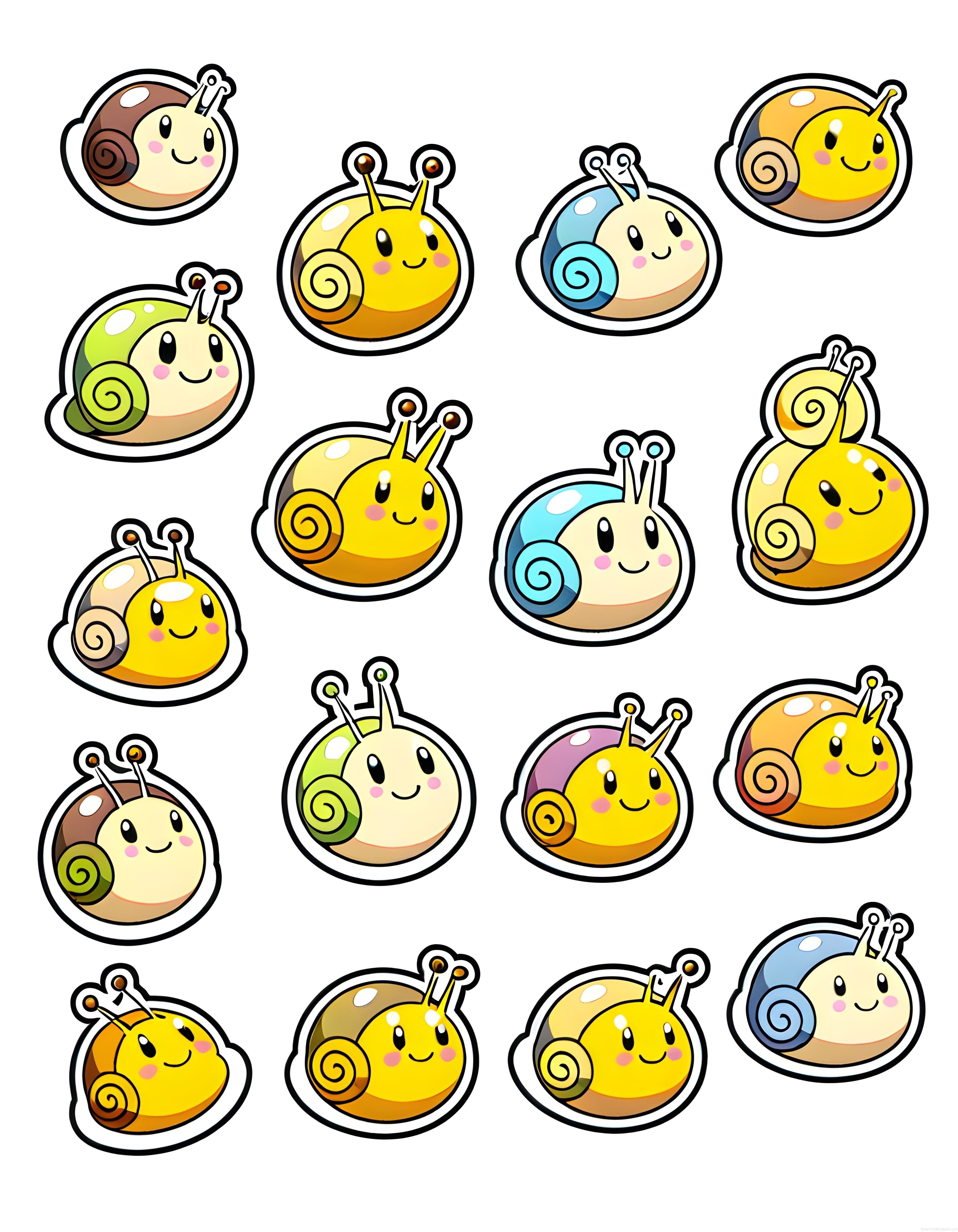 Sevimli Karikatür Salyangoz Sticker Seti: Renkli Kawaii Çıkartma Koleksiyonu