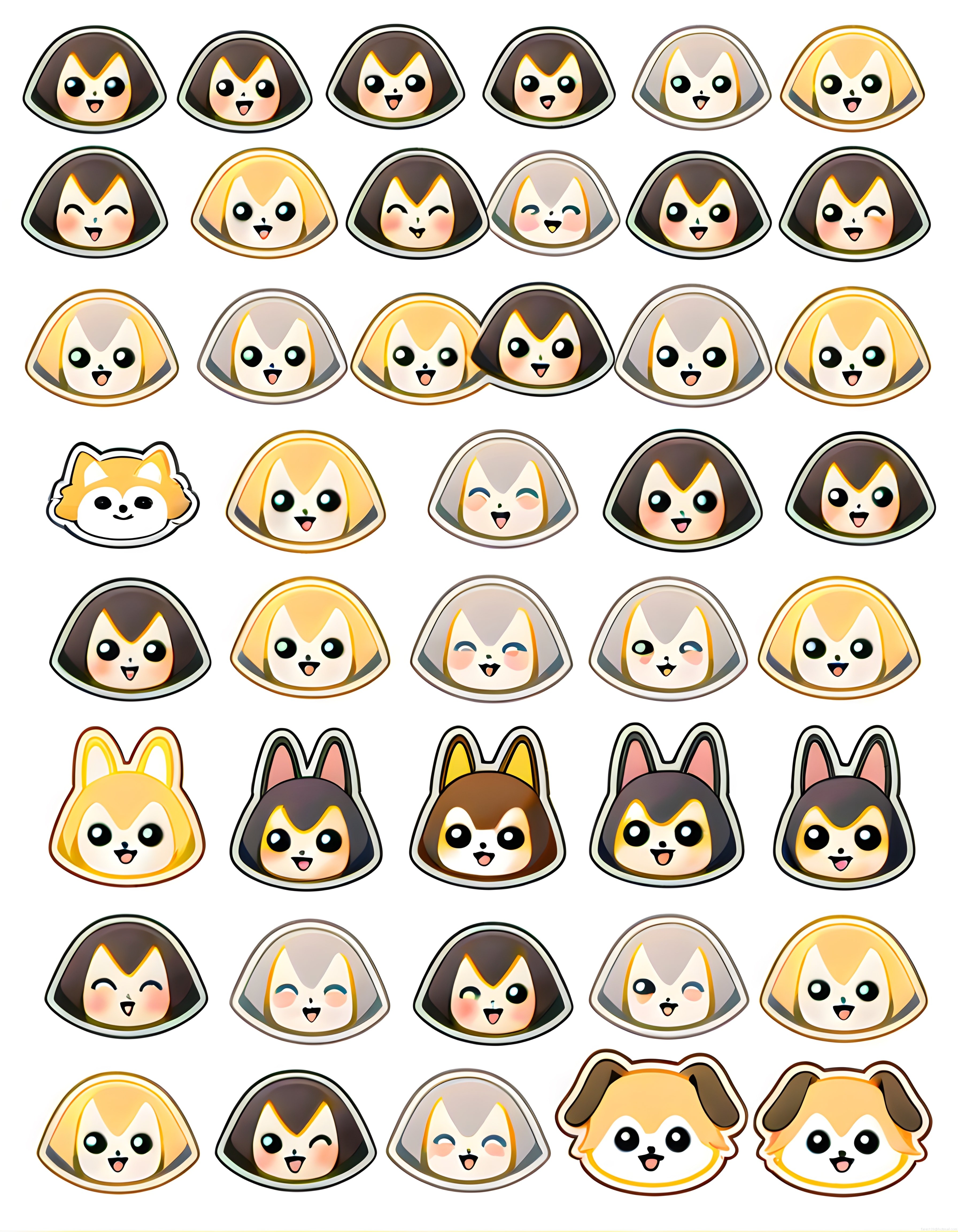 Sevimli Kawaii Hayvan Sticker Seti: Anime Tarzı Dijital Karakter Koleksiyonu