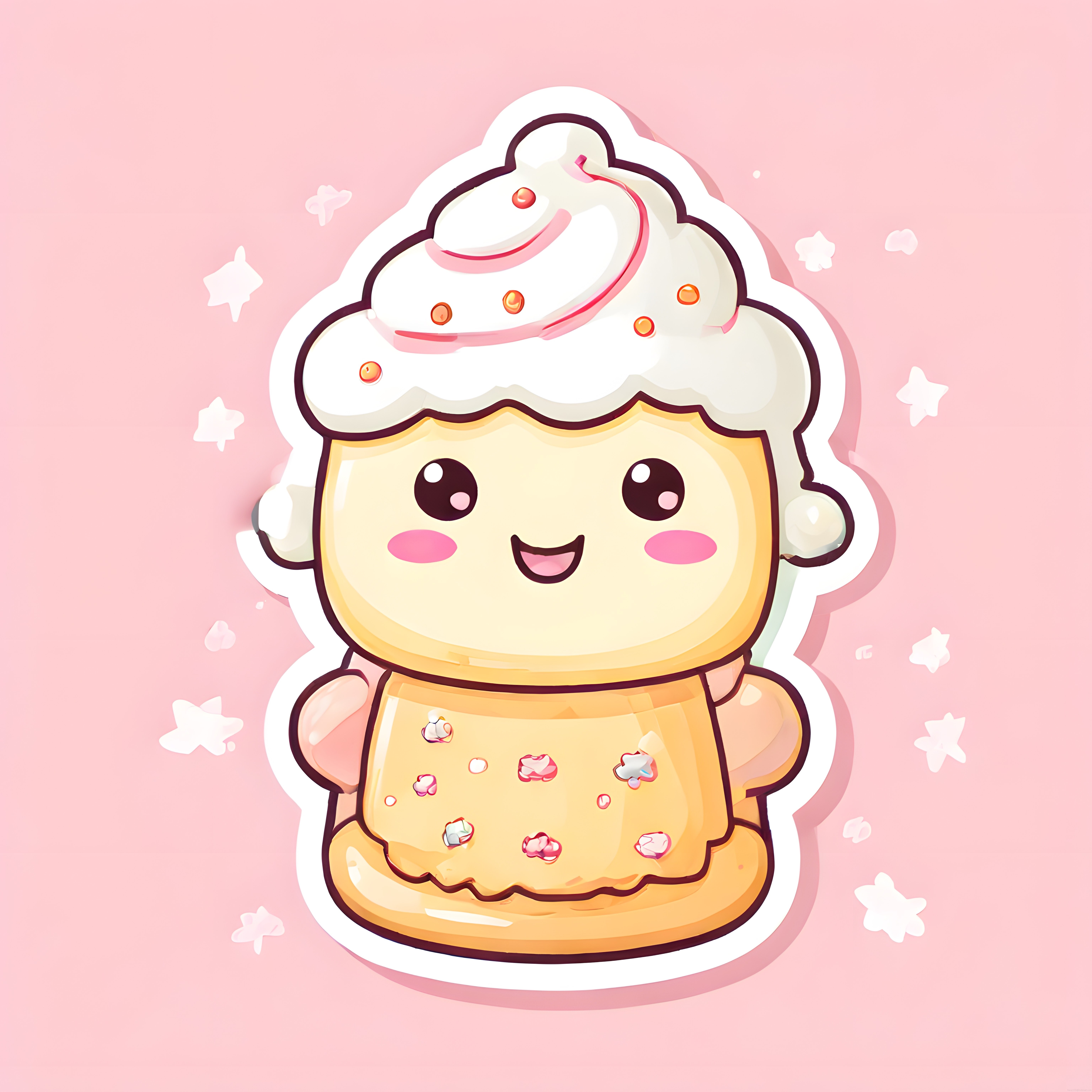 Sevimli Kawaii Kahve Fincanı Karakteri Pembe Zeminde Mutlu Latte İllüstrasyonu