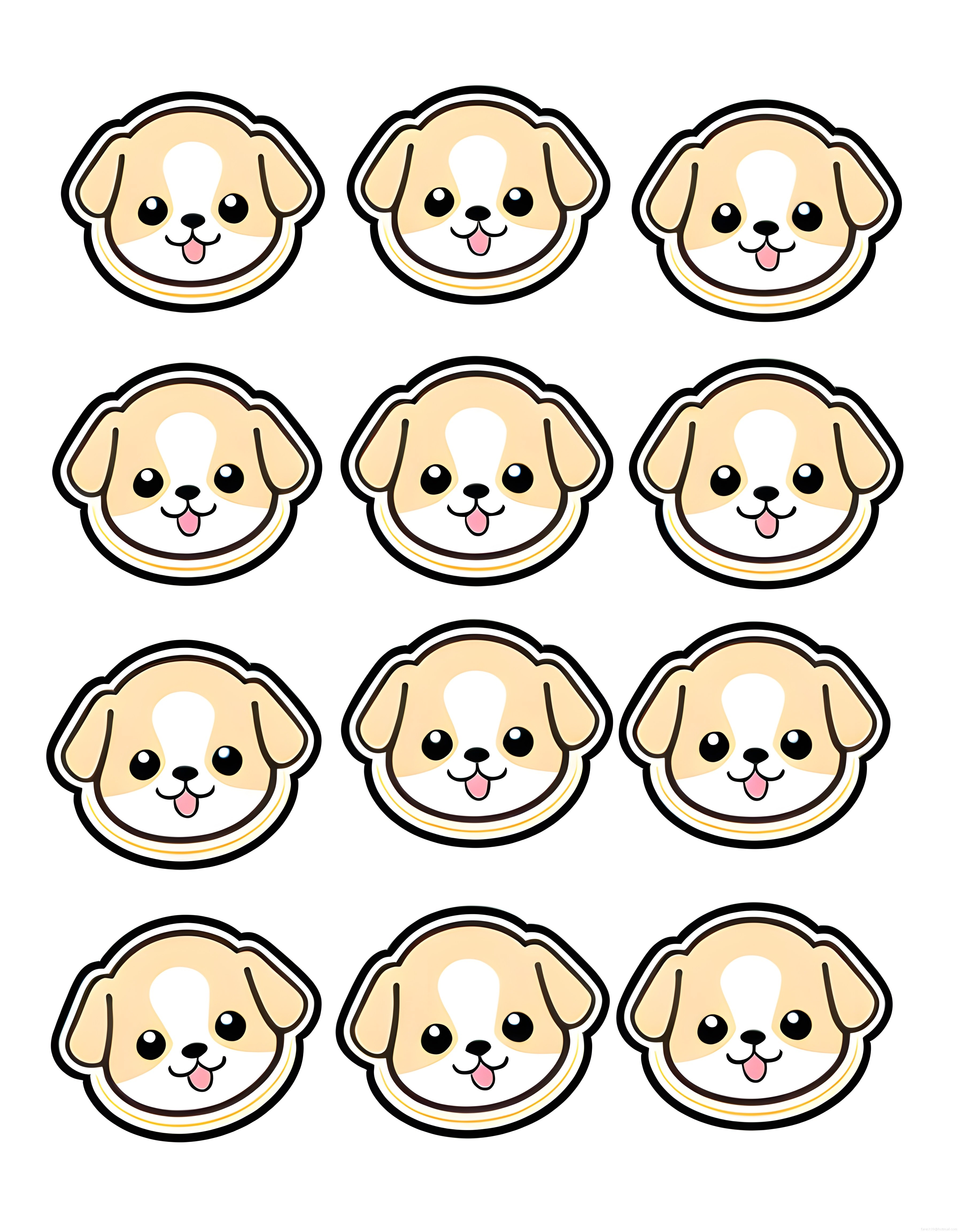 Sevimli Kawaii Köpek Yüzleri Çıkartma Seti - Tatlı Karakter Tasarımları