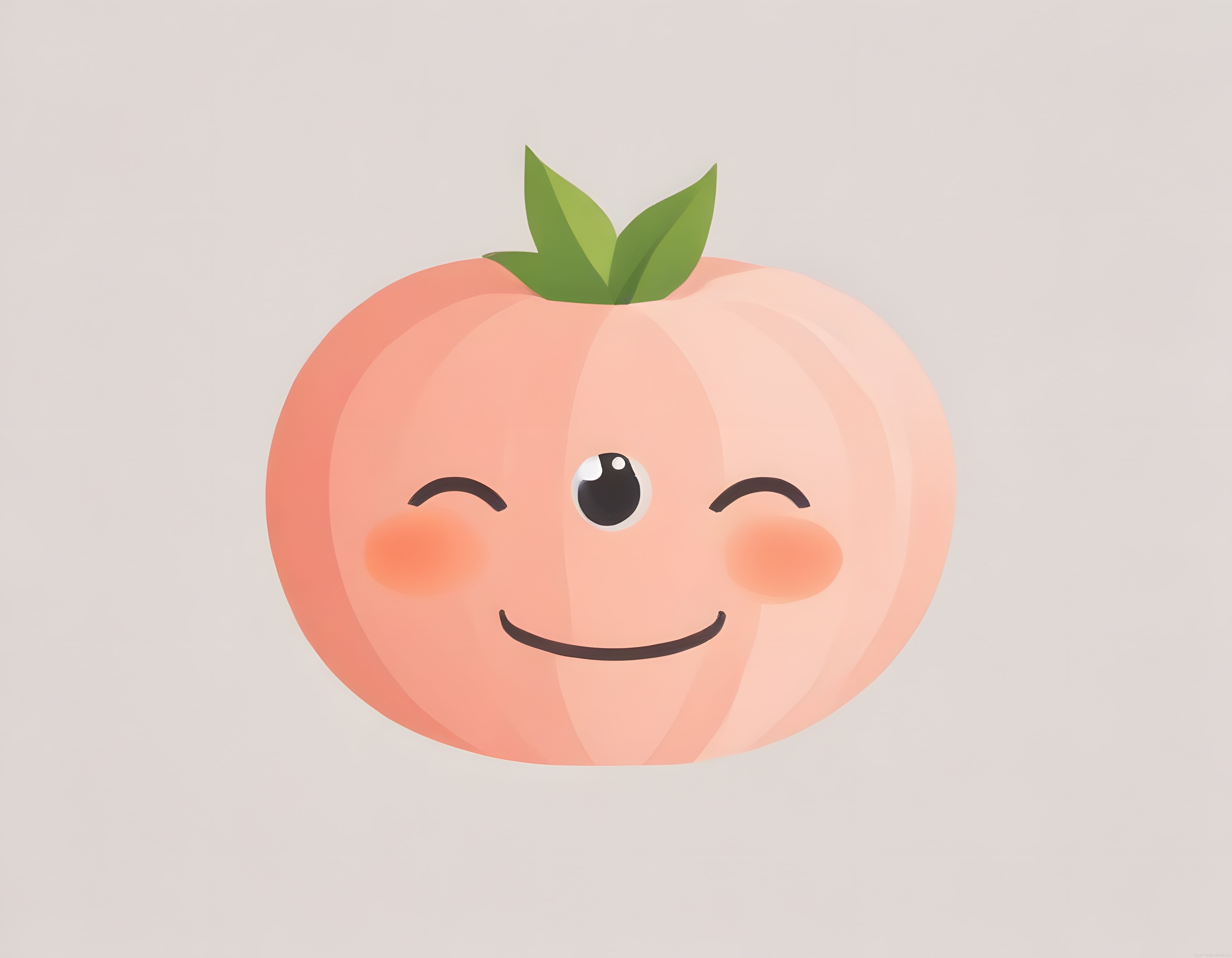 sevimli kawaii şeftali karakteri ve pastel tonlu meyve illüstrasyonu