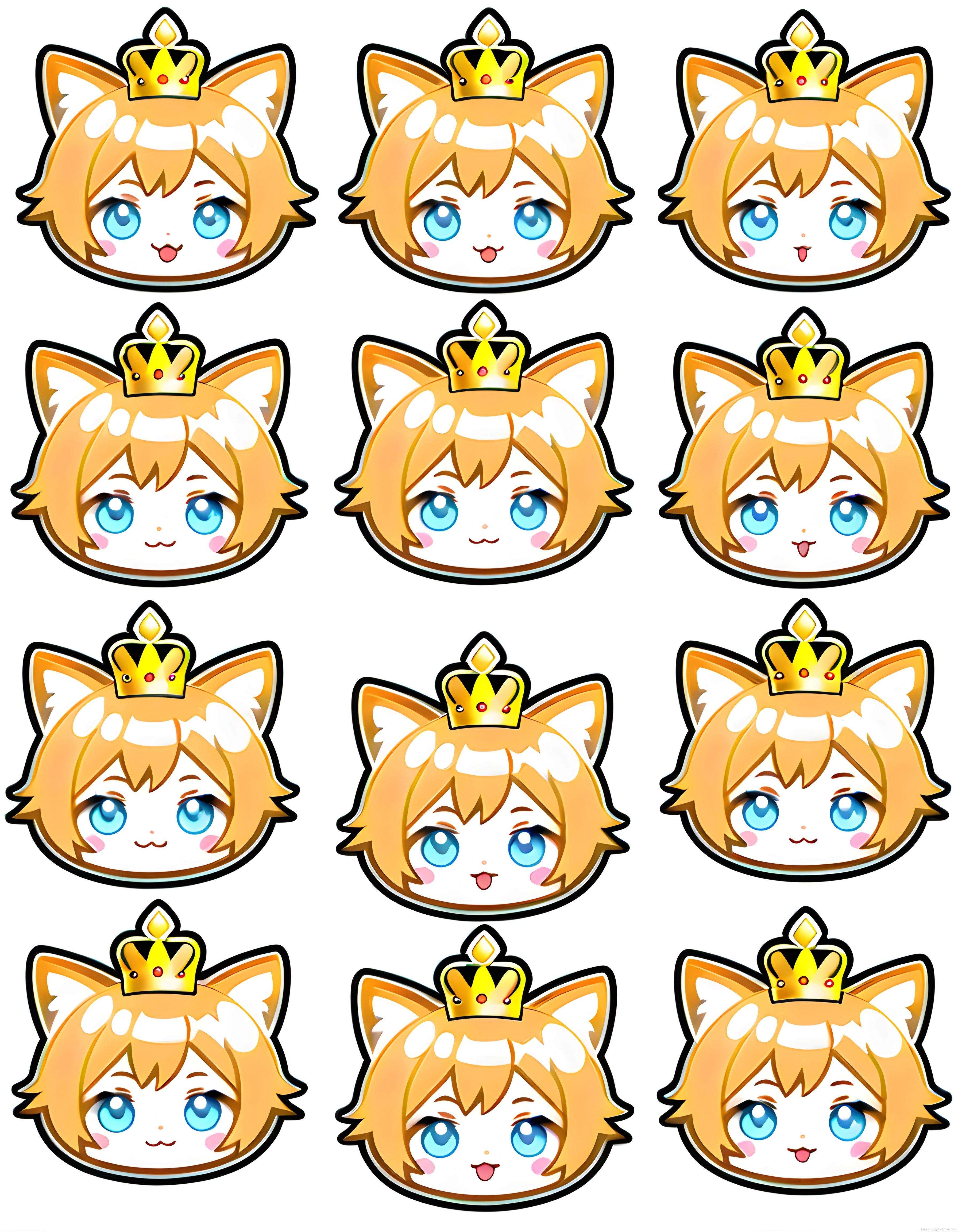 Sevimli Kedi Kız Chibi Karakter Çıkartma ve İfade Koleksiyonu