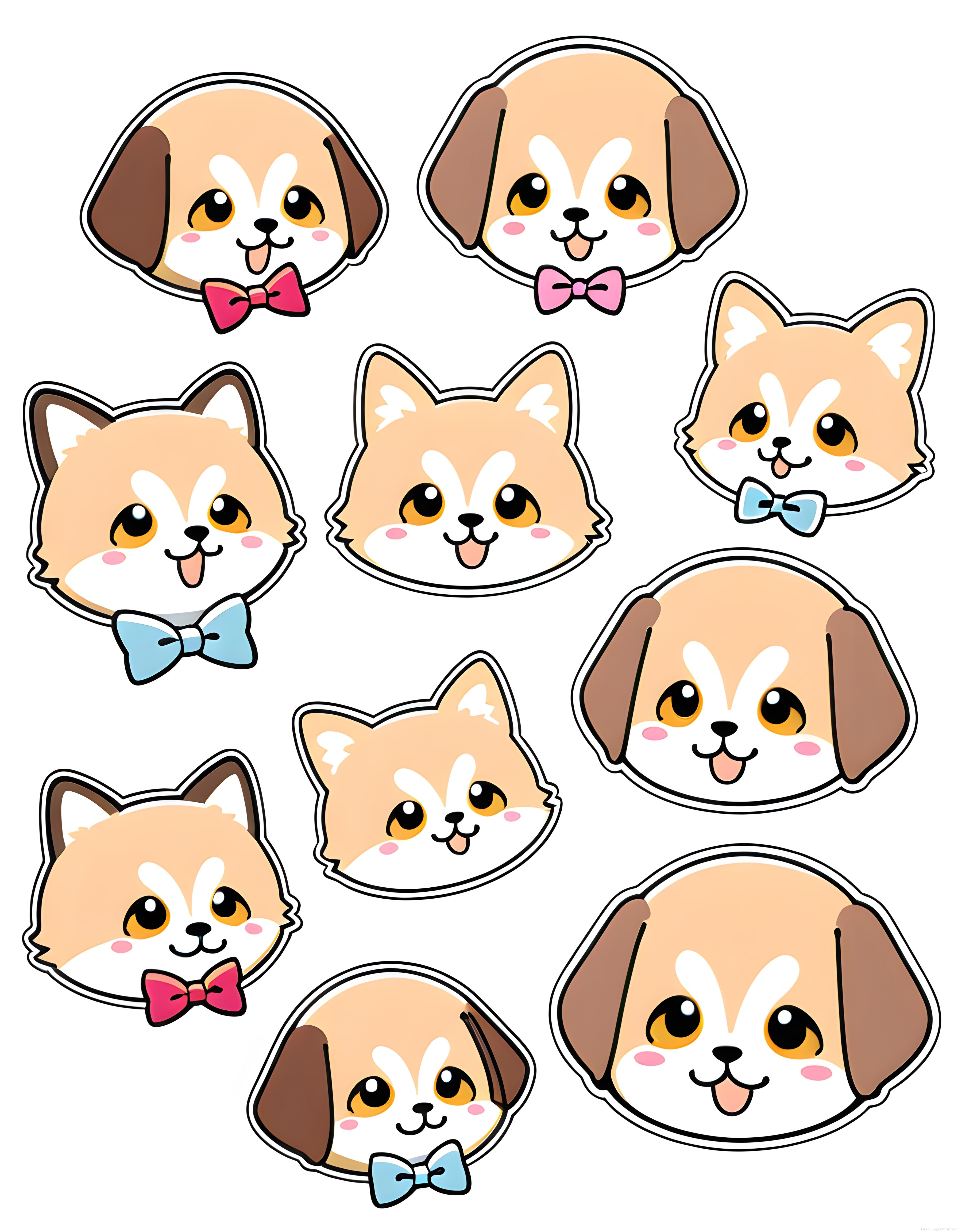 Sevimli Kedi ve Köpek Karakterlerinden Oluşan Şirin Sticker ve Animasyon Kafa Tasarımları