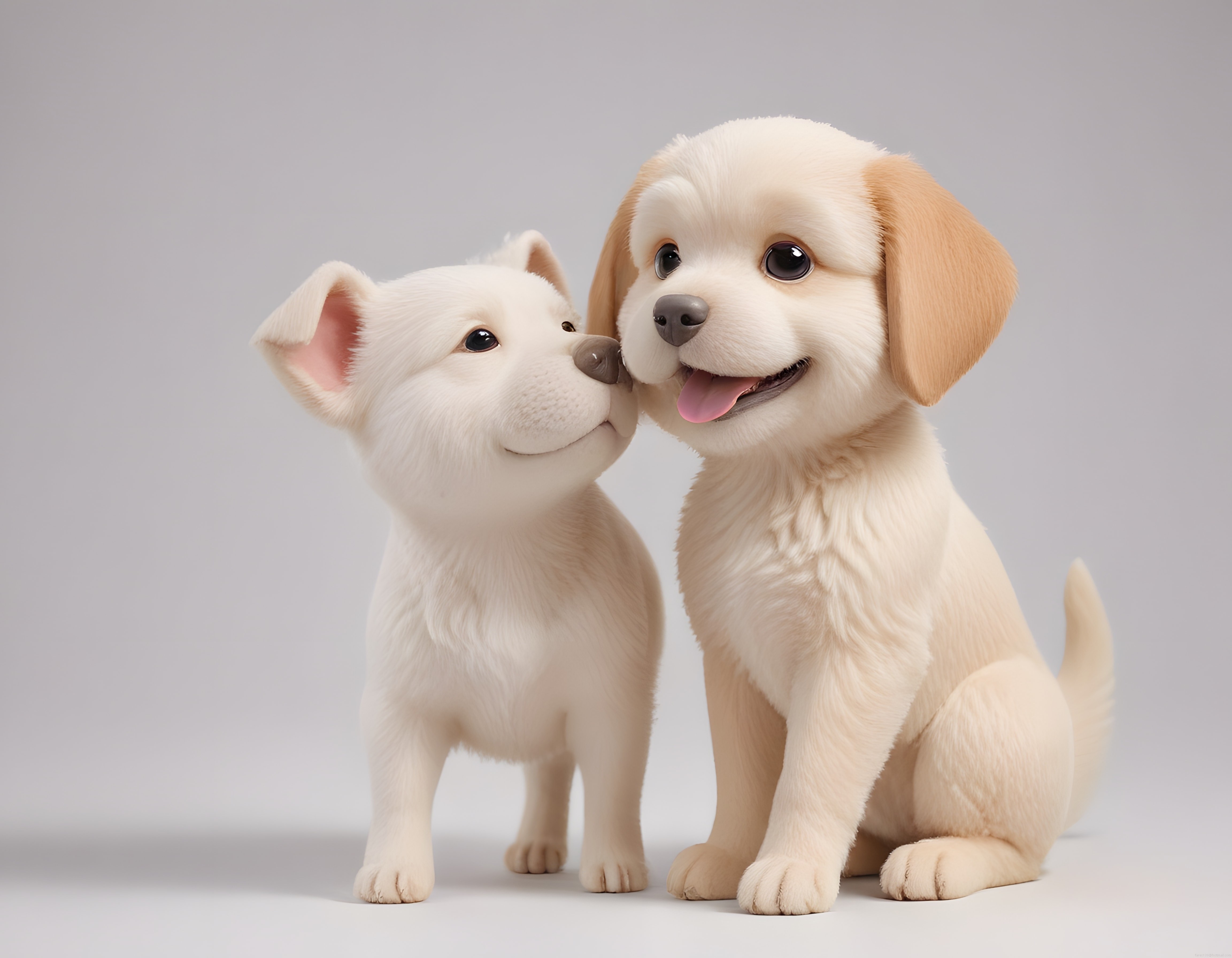 Sevimli Köpek Yavrularının Tatlı Öpücüğü: Peluş Oyuncak Gibi Dostlar