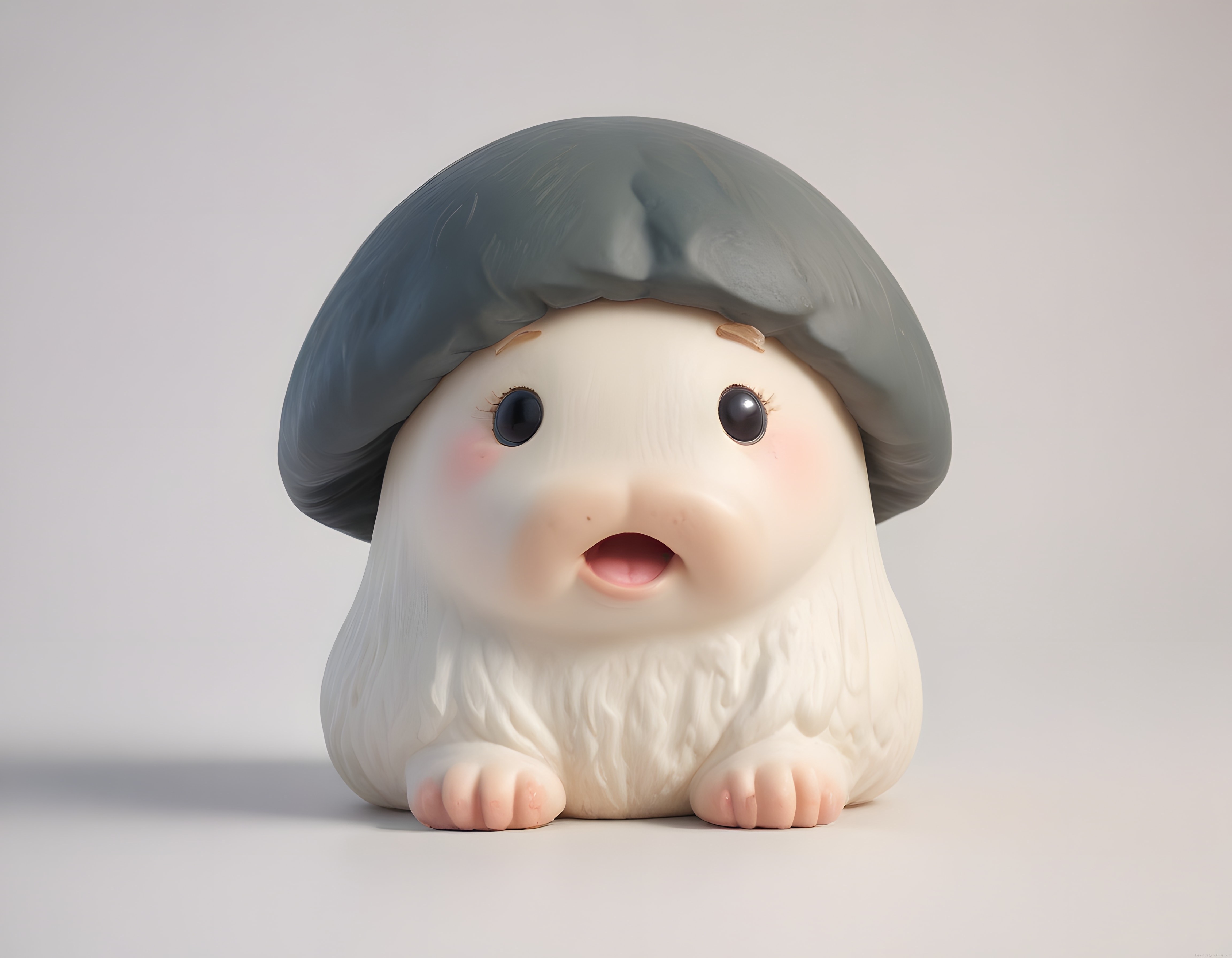 Sevimli Mantar Başlıklı Tüylü 3D Karakter Tasarımı ve Dijital Sanat Eseri