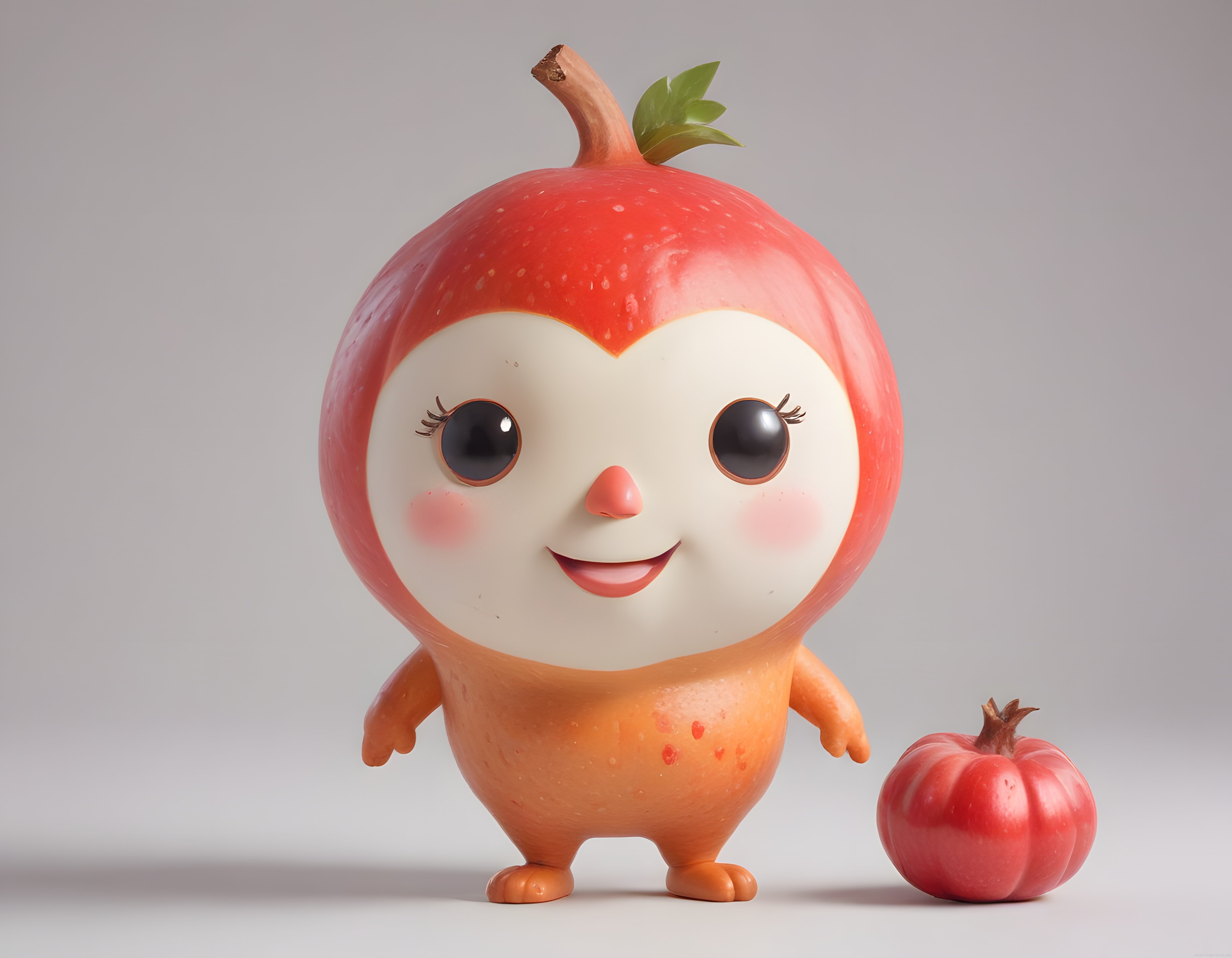 Sevimli Meyve Temalı 3D Oyuncak Karakteri ve Mini Kırmızı Balkabağı Figürü