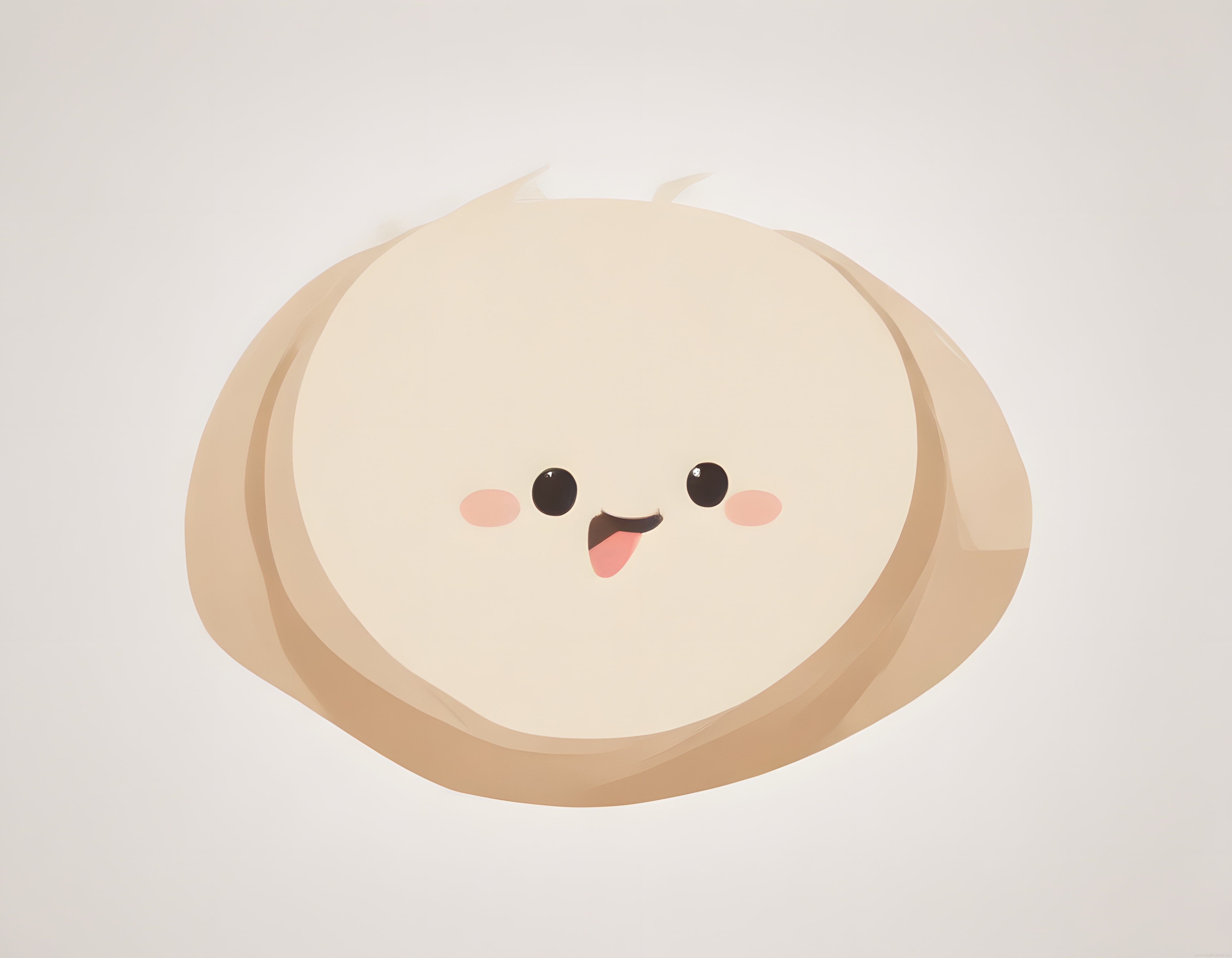 Sevimli mochi topu karakter dil çıkarmış neşeli kawaii dijital illüstrasyon