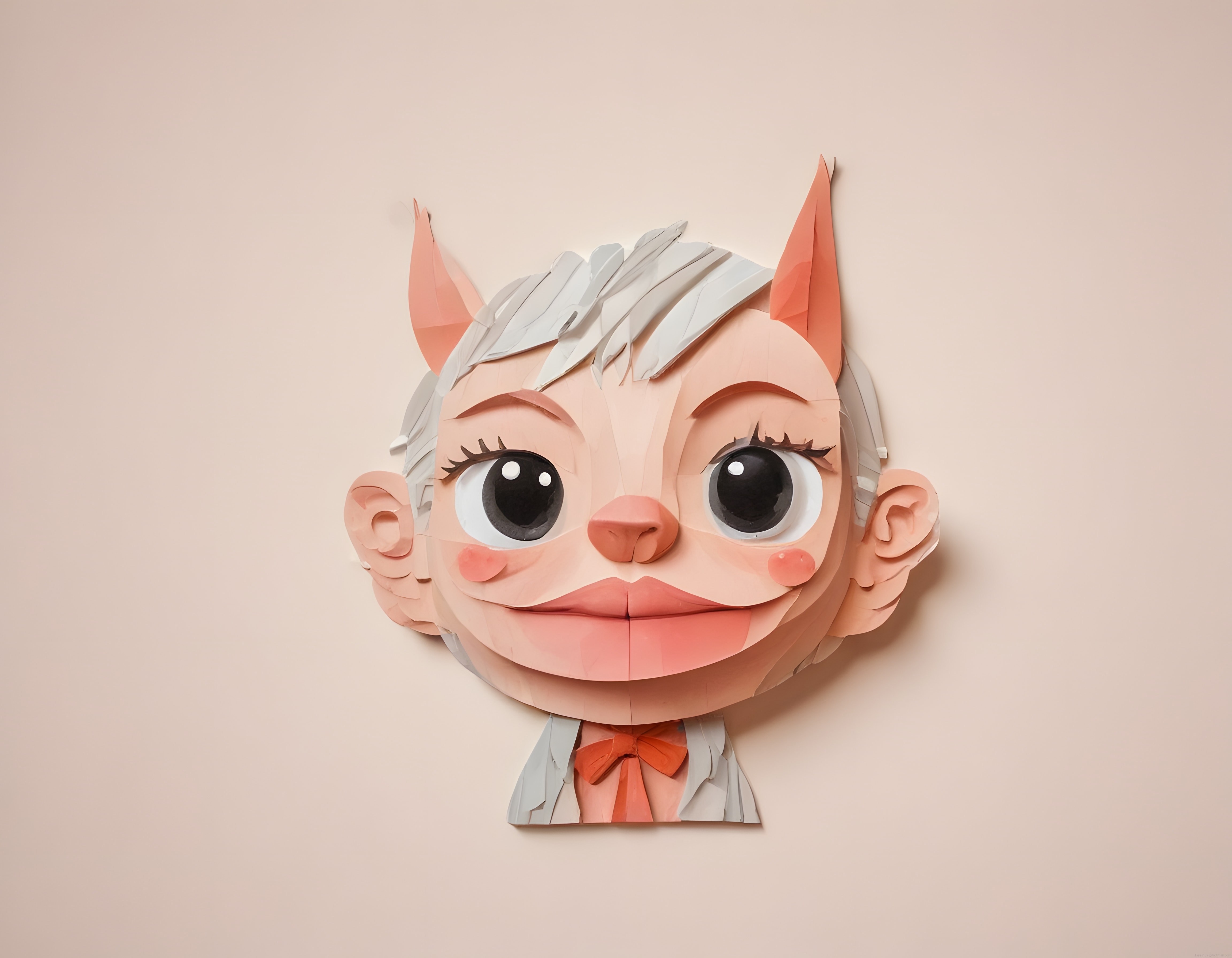 Sevimli Origami Kız Yüzü: 3D Kağıt Katlama Sanatıyla Yapılmış Masalsı Karakter