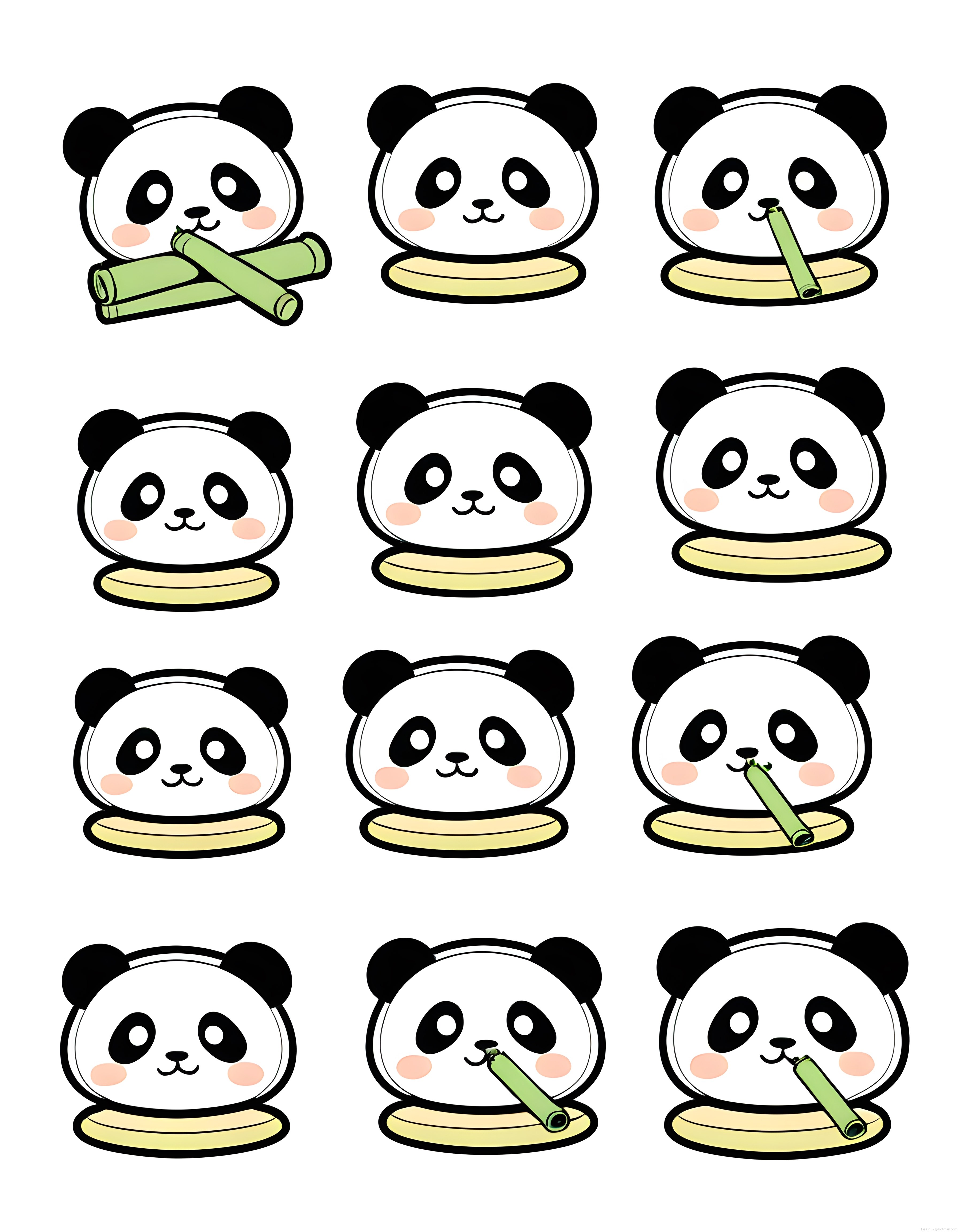Sevimli Panda Avatarları ve Kawaii Bambu Çizimleri Vektör Koleksiyonu