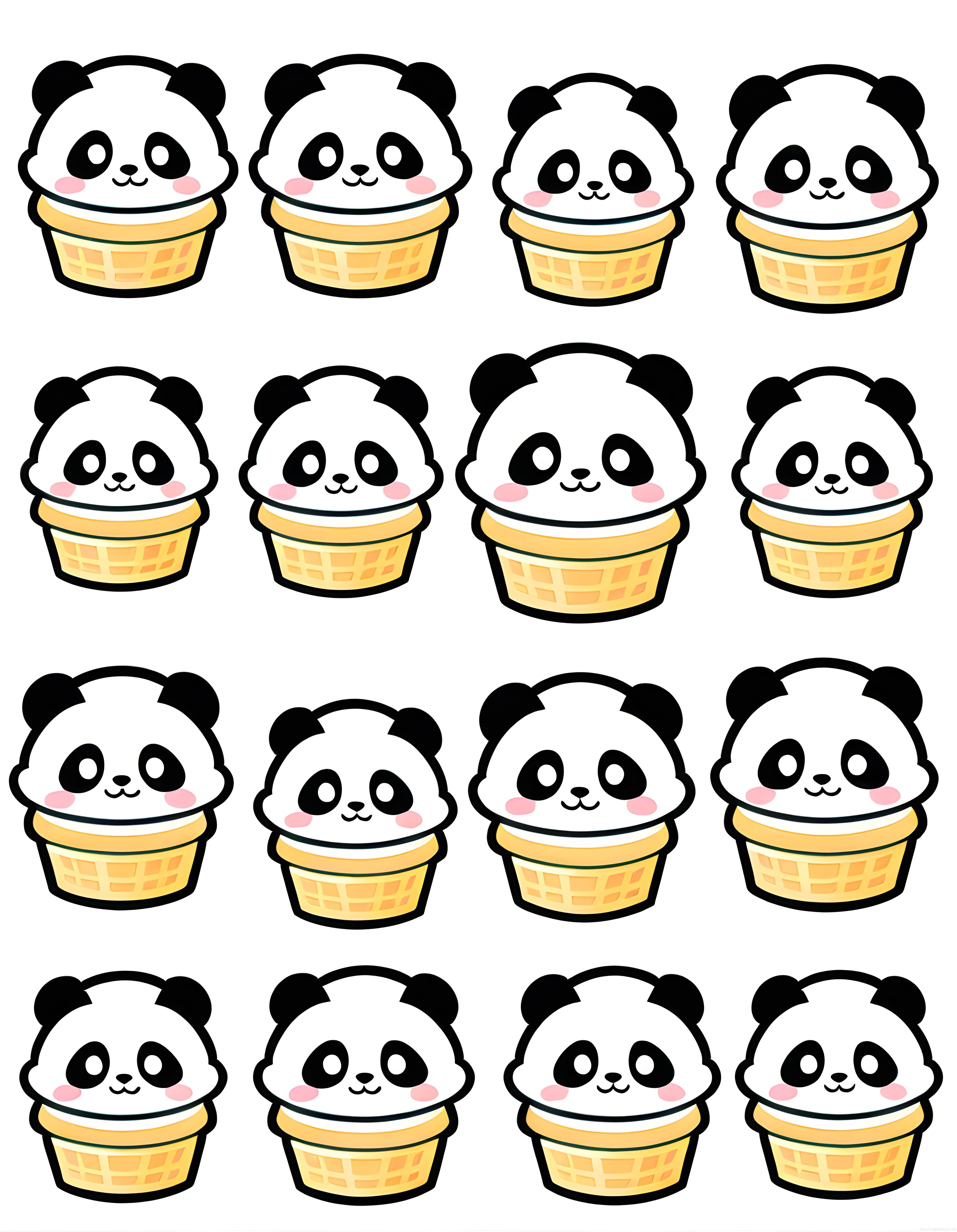 sevimli panda dondurma külahları kawaii animasyon karakter çıkartma koleksiyonu