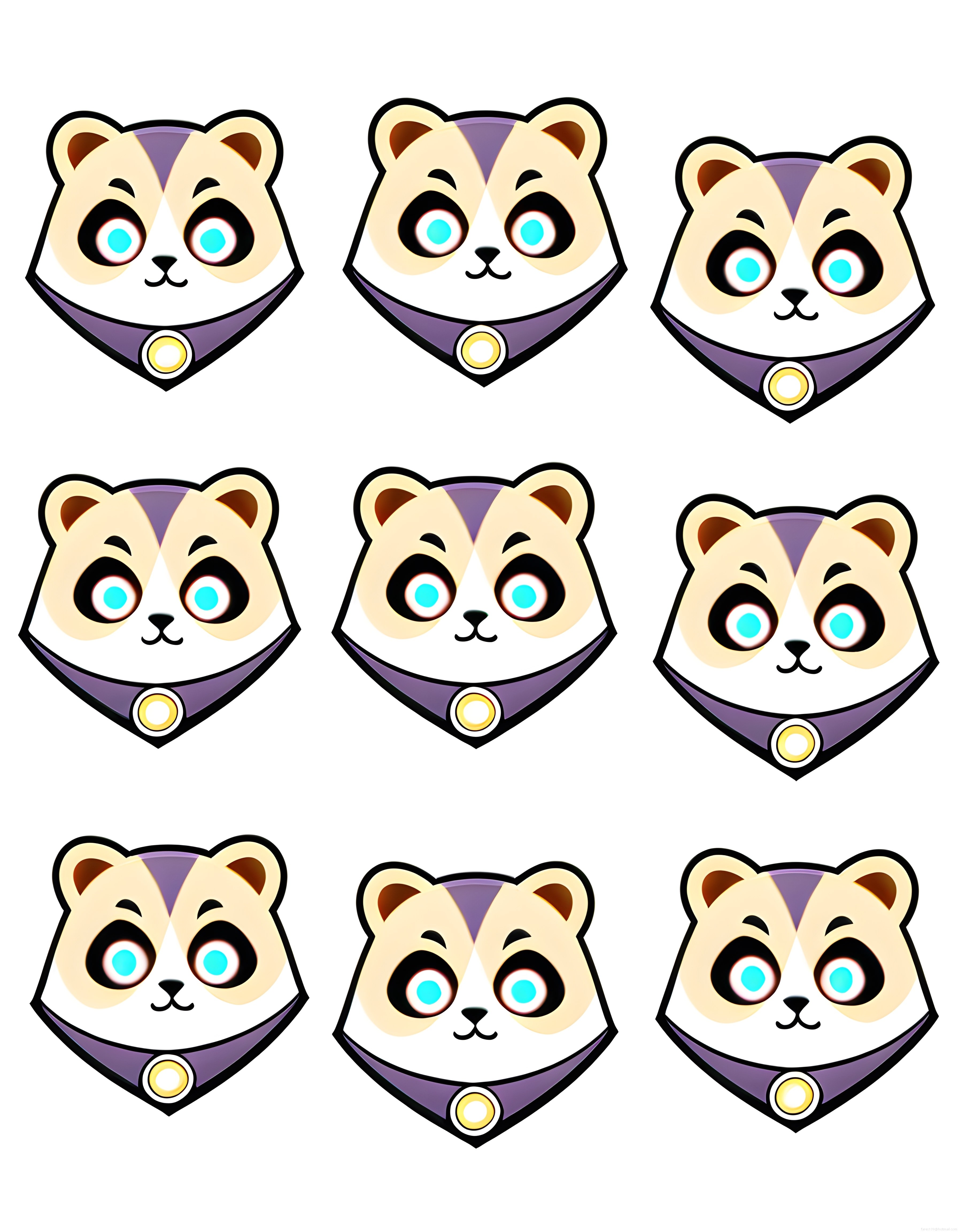 Sevimli Panda Duygu Seti: 9 Farklı Çizgi Film İfadesi ile Avatar ve Sticker