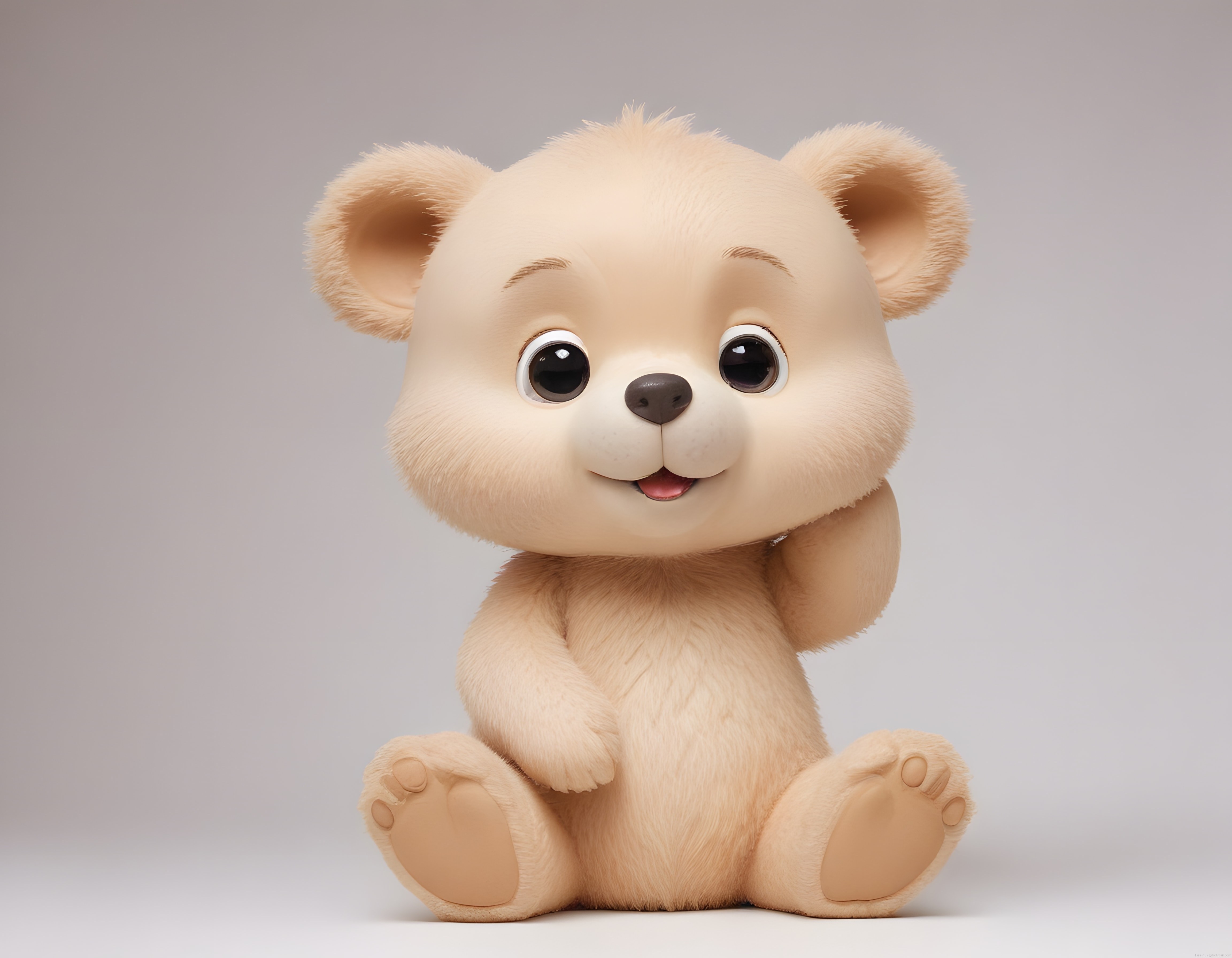 Sevimli Peluş Ayıcık Karakteri: Masum Bakışlı 3D Animasyon Figürü
