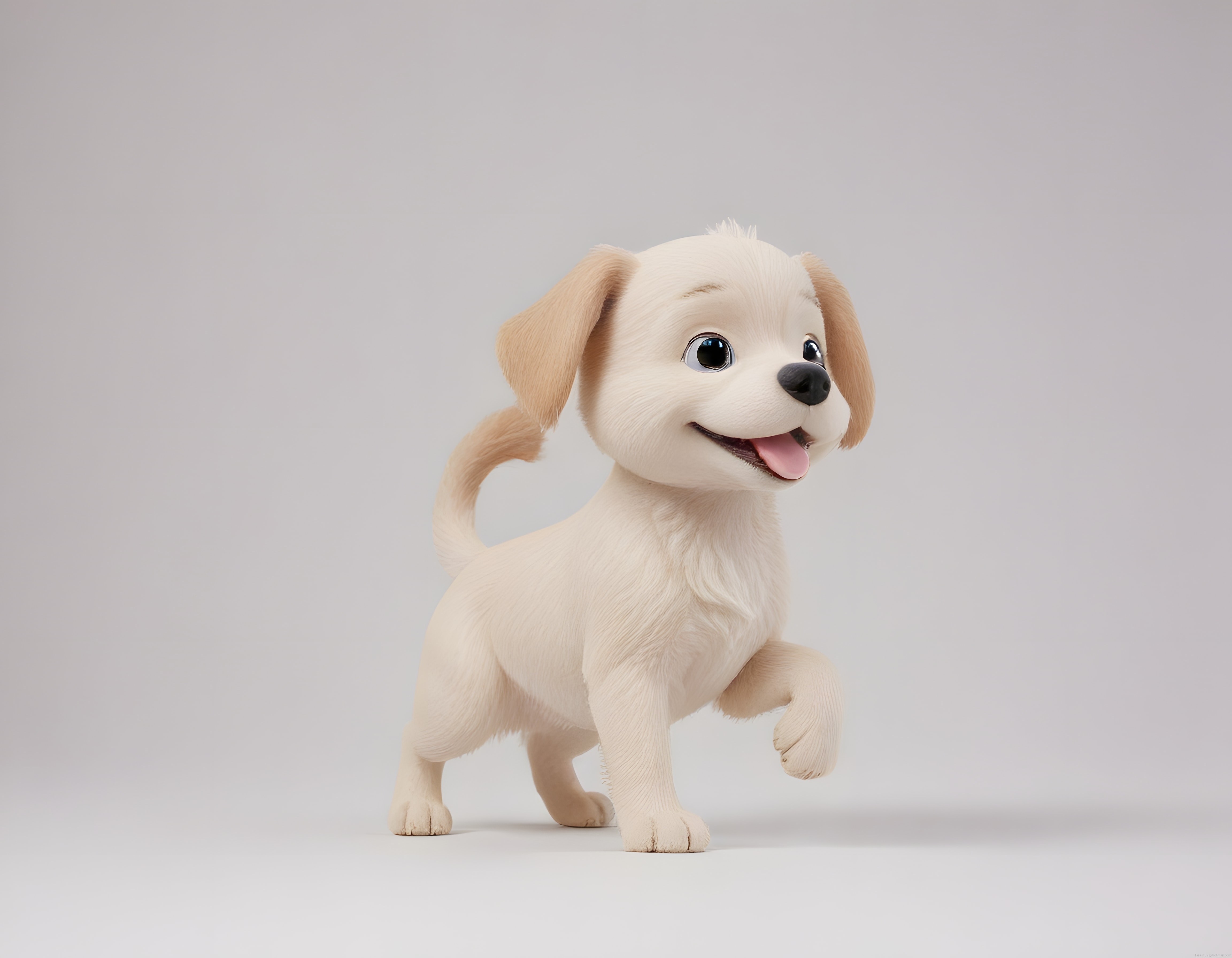 Sevimli Pelüş Köpek Yavrusu 3D Animasyon Karakteri Beyaz Arka Plan Üzerinde