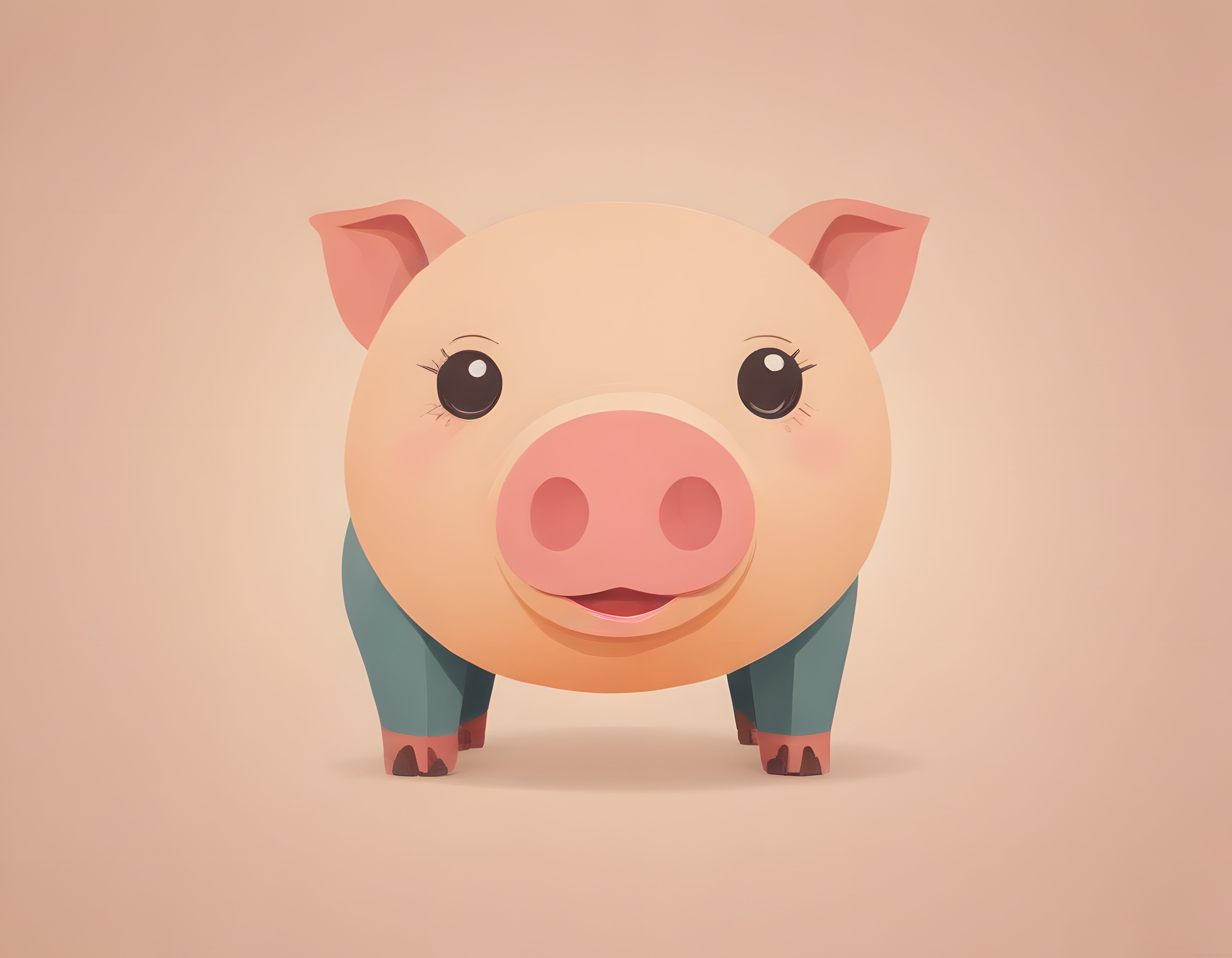 Sevimli Pembe 3D Domuz Karakteri ve Mavi Pantolonlu Dijital Animasyon Çizimi