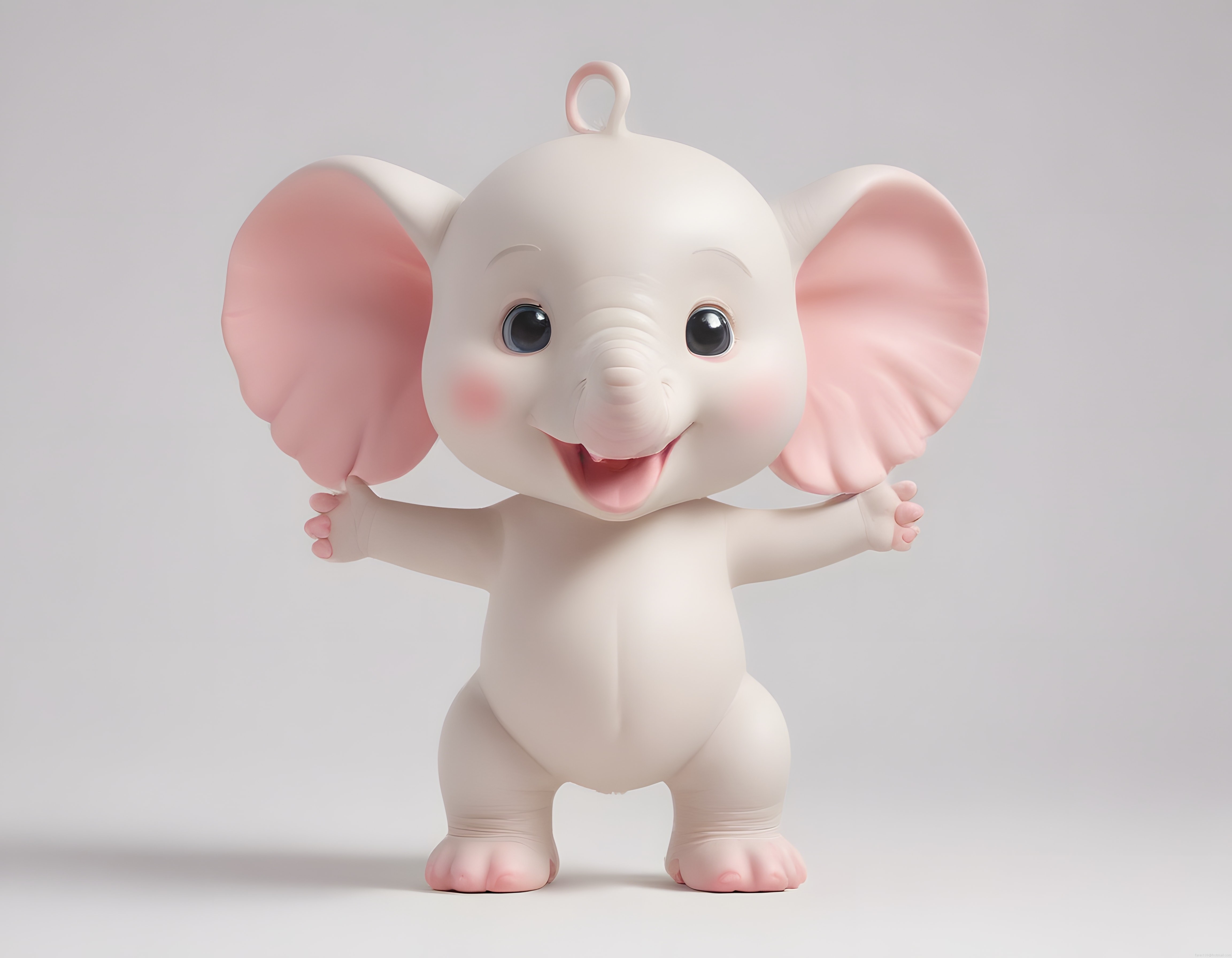Sevimli Pembe Kulaklı Bebek Fil 3D Figür ve Dekoratif Karakter Tasarımı