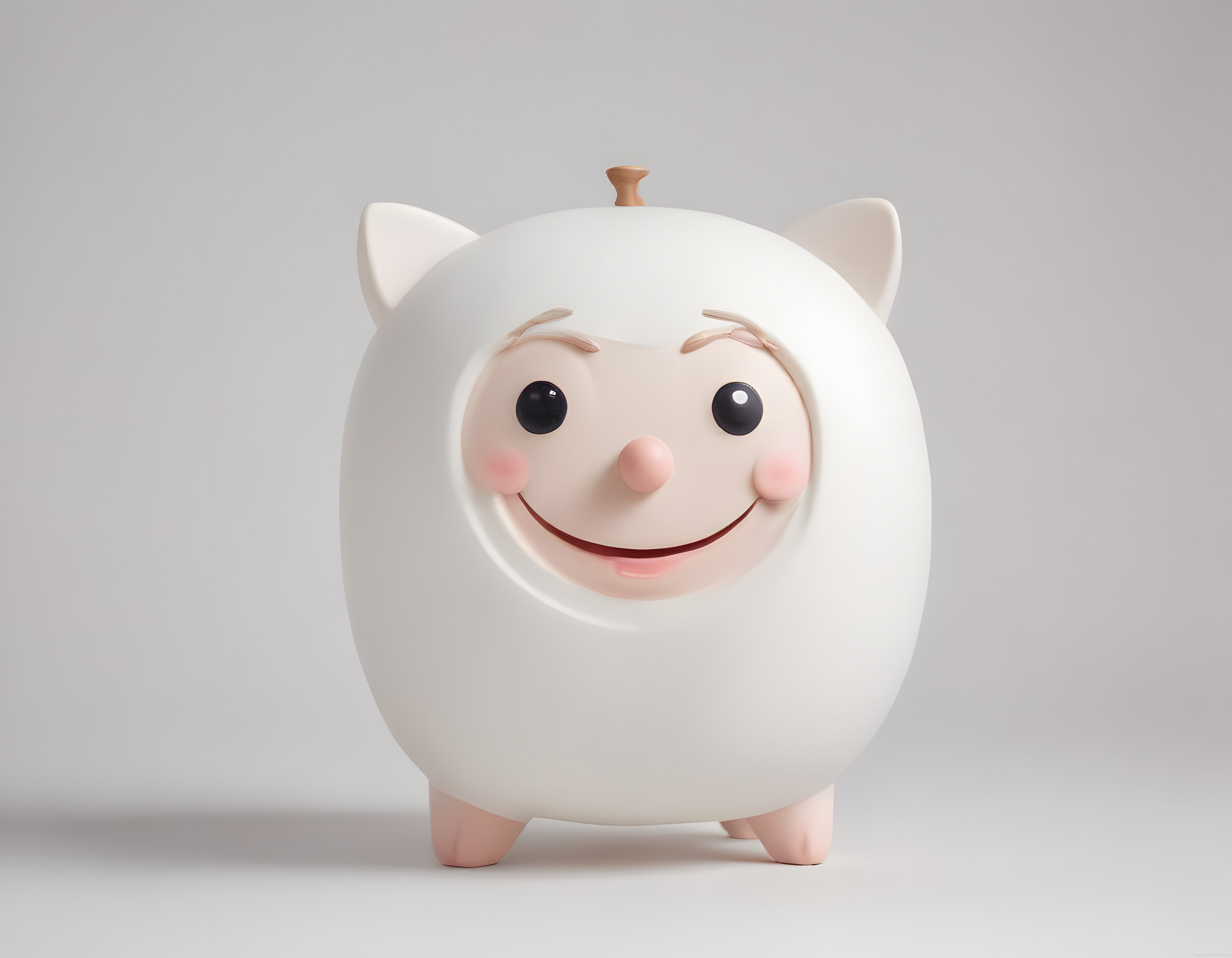 Sevimli Pembe Yanaklı Bembeyaz 3D Karakter Tasarımı ve Dijital İllüstrasyon