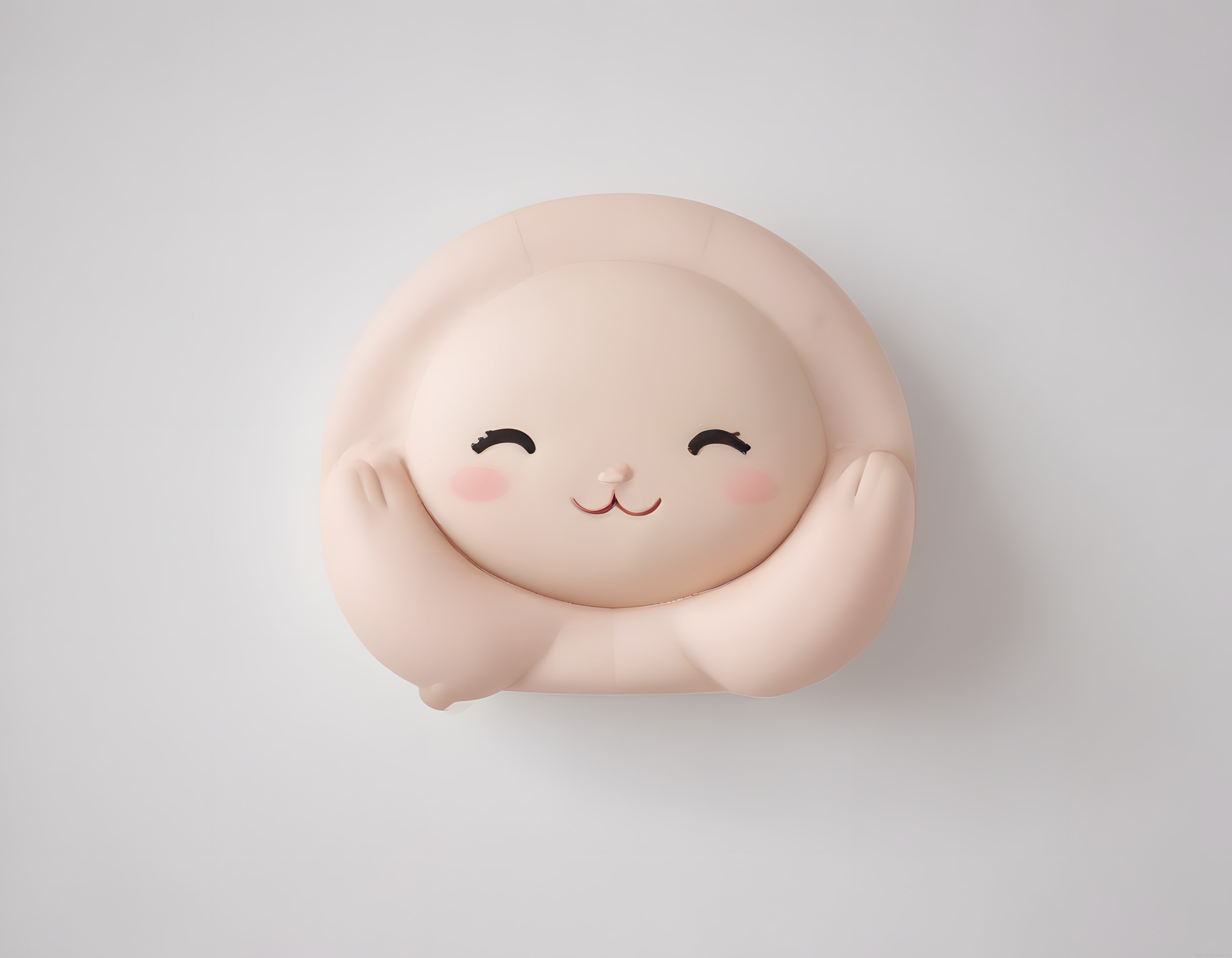 Sevimli Pembe Yuvarlak 3D Karakter Yüzü Yumuşak Doku Dijital Sanat