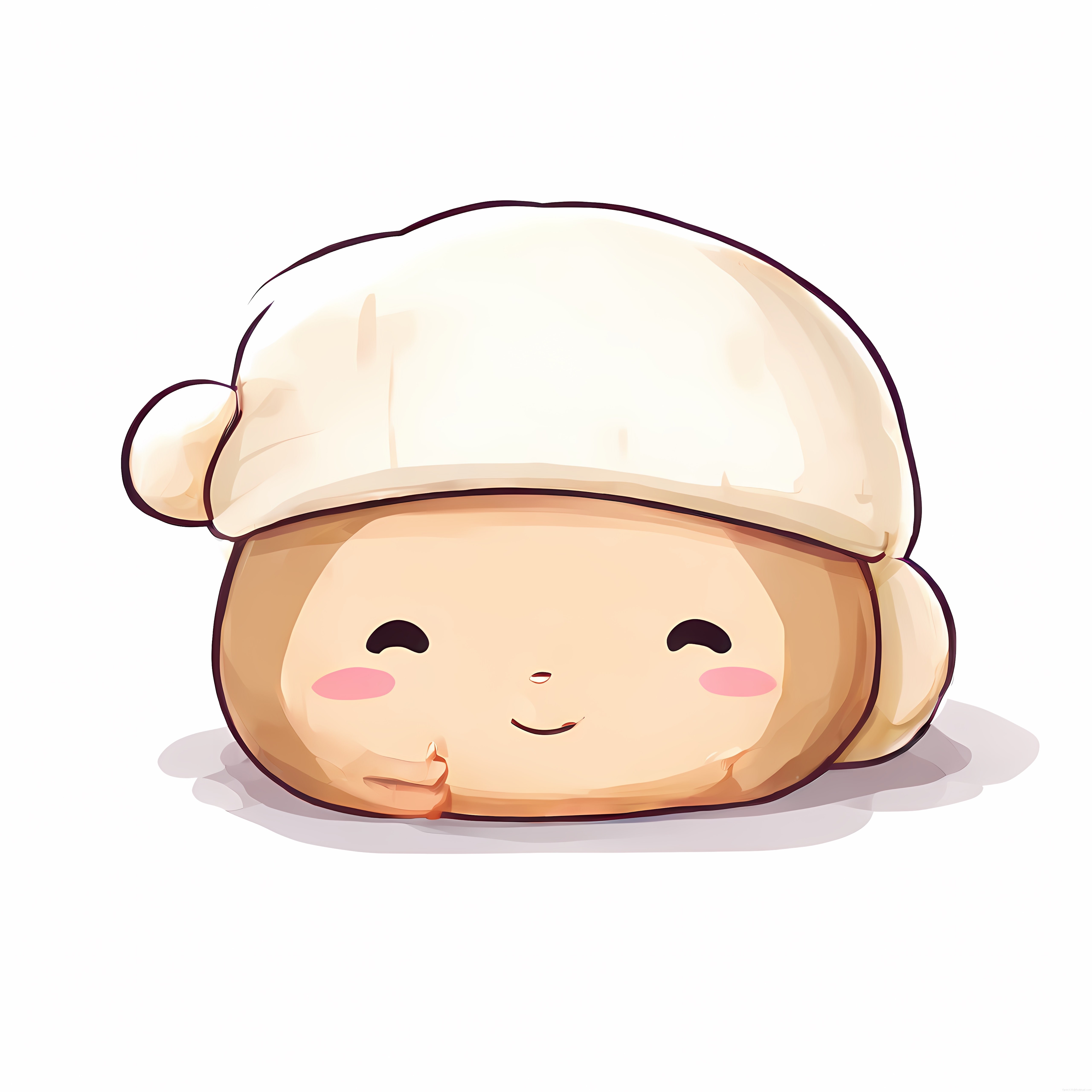 Sevimli şapkalı kawaii karakter yumuşak dokulu dijital çizim ve animasyon tarzı