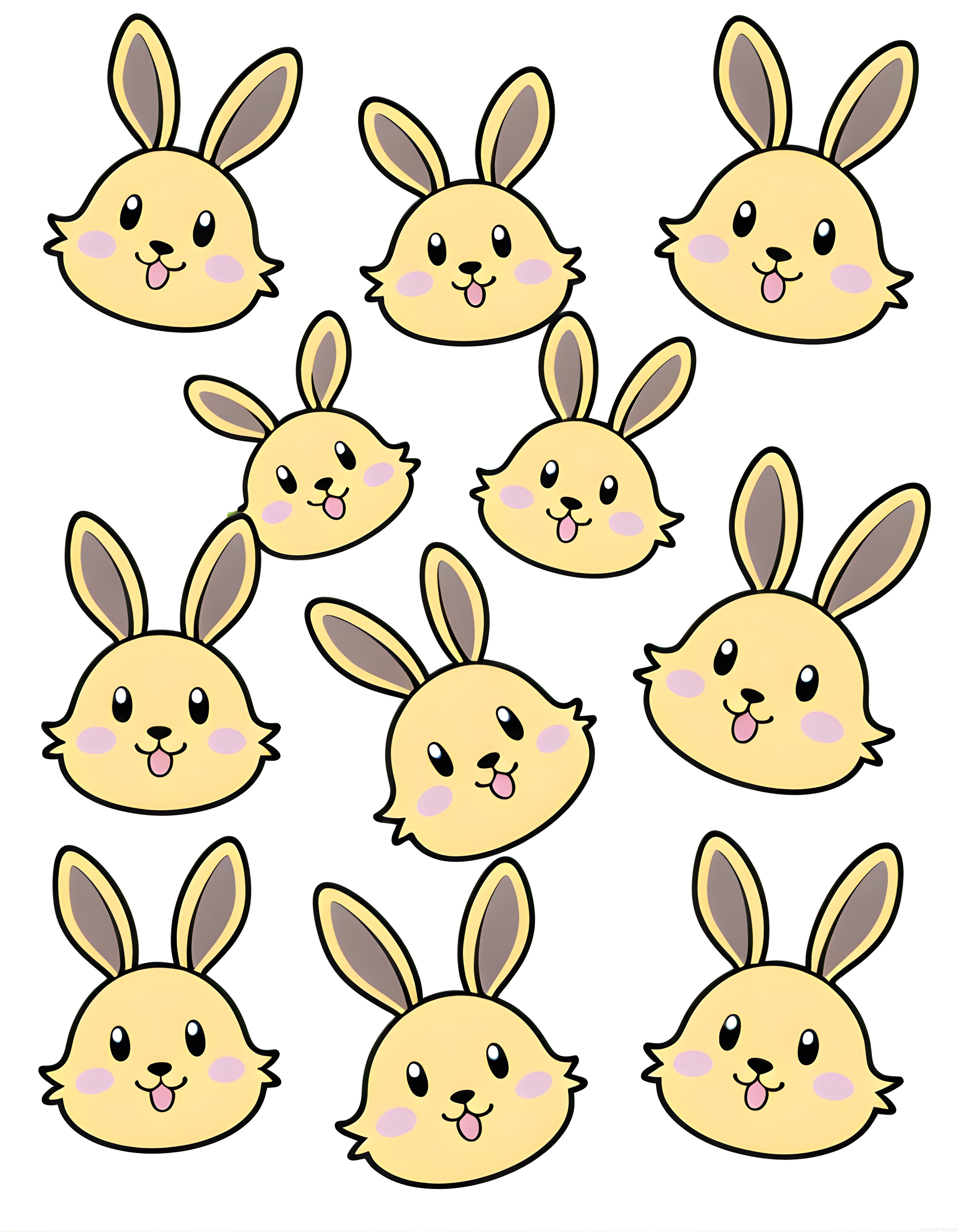 Sevimli Sarı Tavşan Karakterleri: Farklı Açılardan Kawaii Çizim Seti Sevimli Sarı Tavşan Karakterleri: Farklı Açılardan Kawaii Çizim Seti