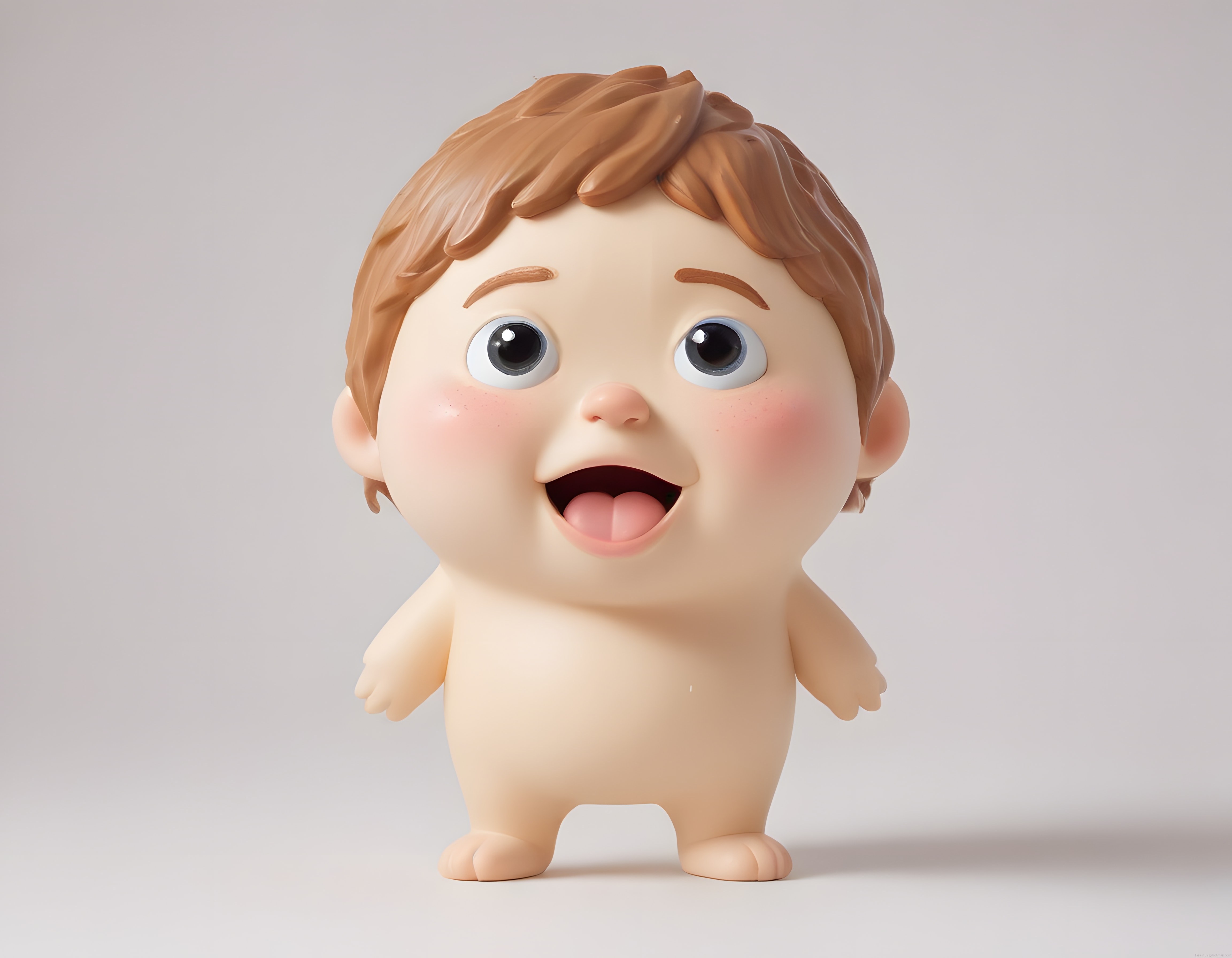 Sevimli Şaşkın İfadeli Kocaman Başlı 3D Animasyon Bebek Karakteri