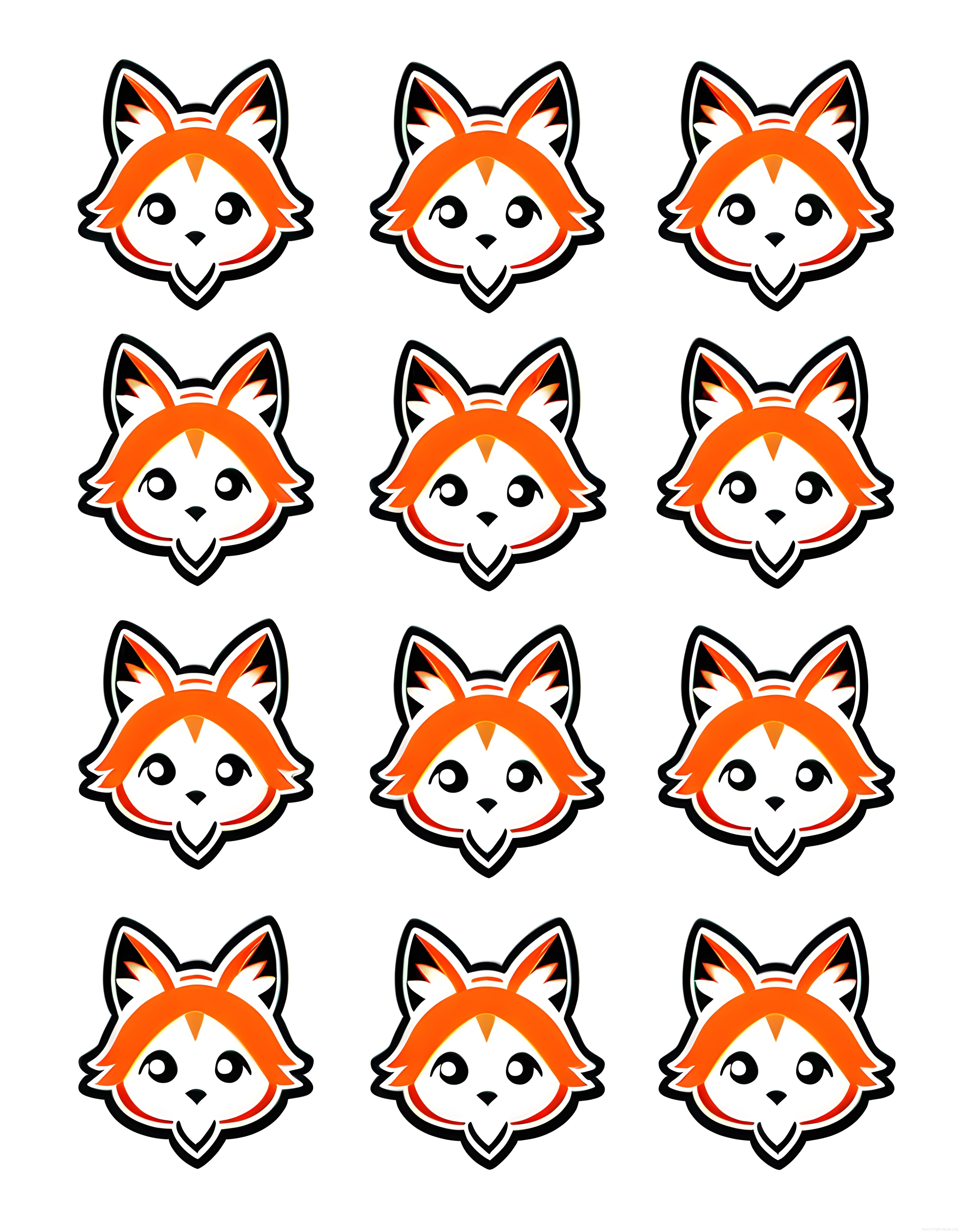 Sevimli Tilki Kızı Karakter Çizimleri ve Minimal Vektör Sticker Seti