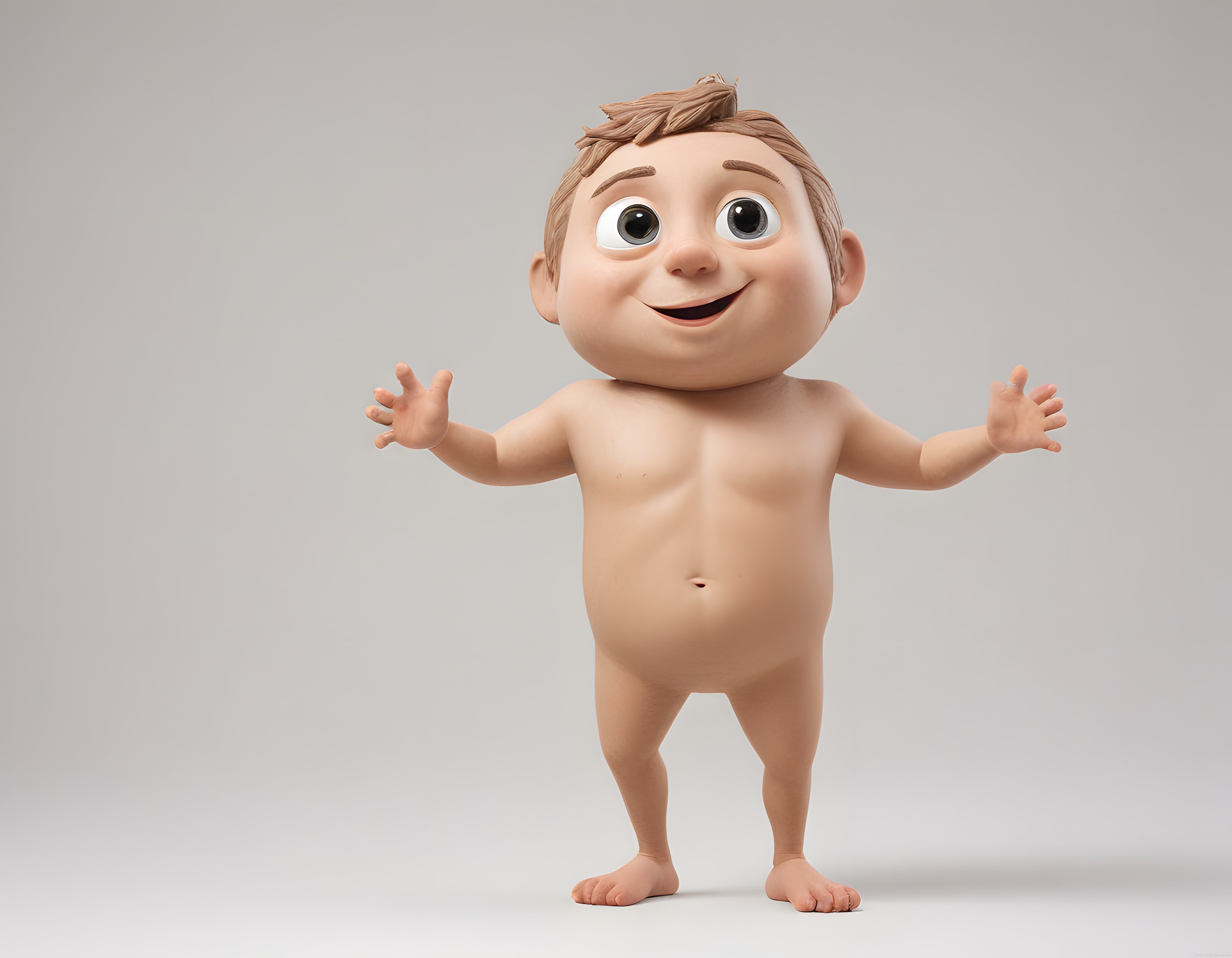 Sevimli Tombul 3D Animasyon Bebek Karakteri Kolları Açık Poz Veriyor Sevimli Tombul 3D Animasyon Bebek Karakteri Kolları Açık Poz Veriyor