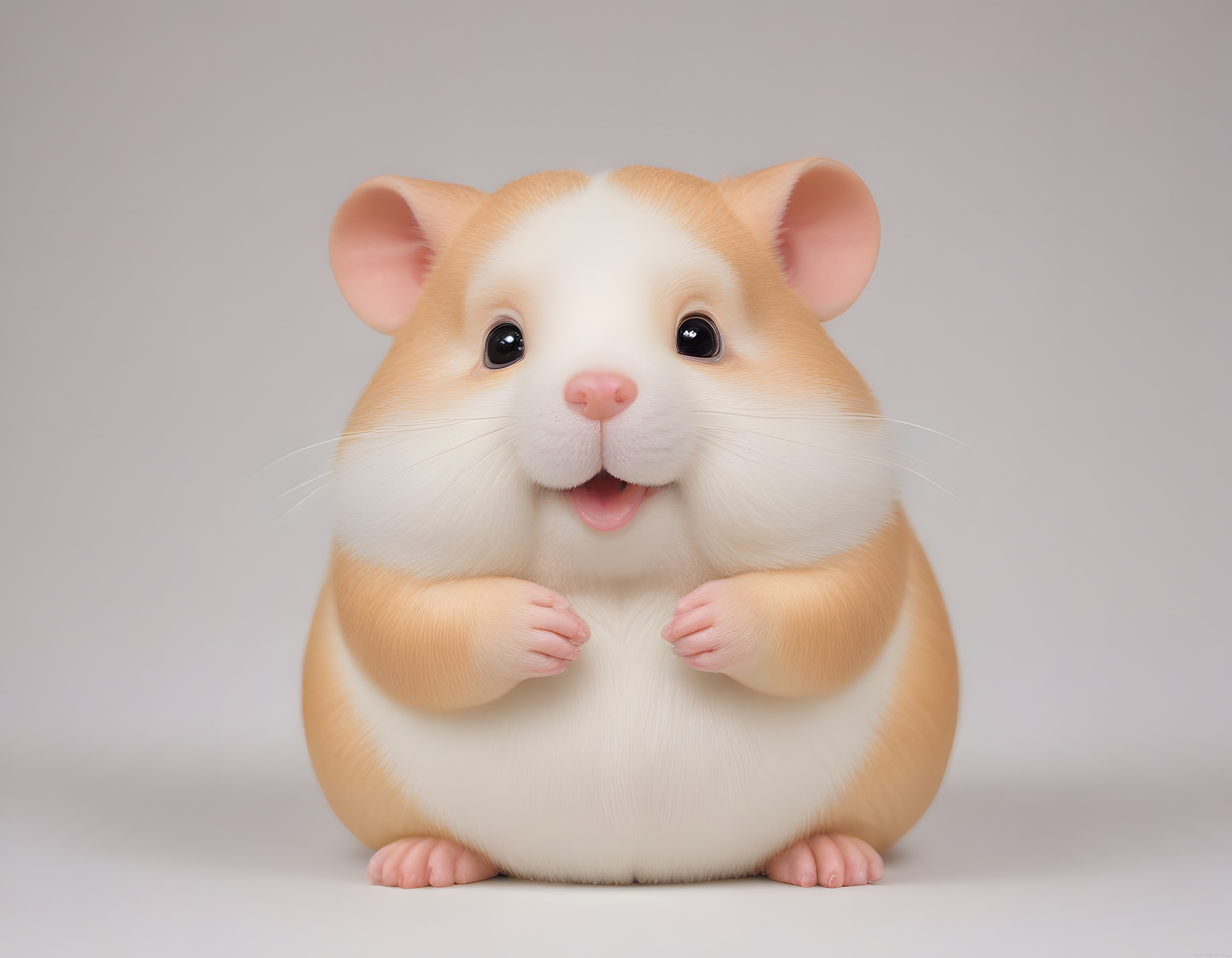 Sevimli tombul hamster karakteri iri siyah gözleriyle masumiyetini yansıtıyor