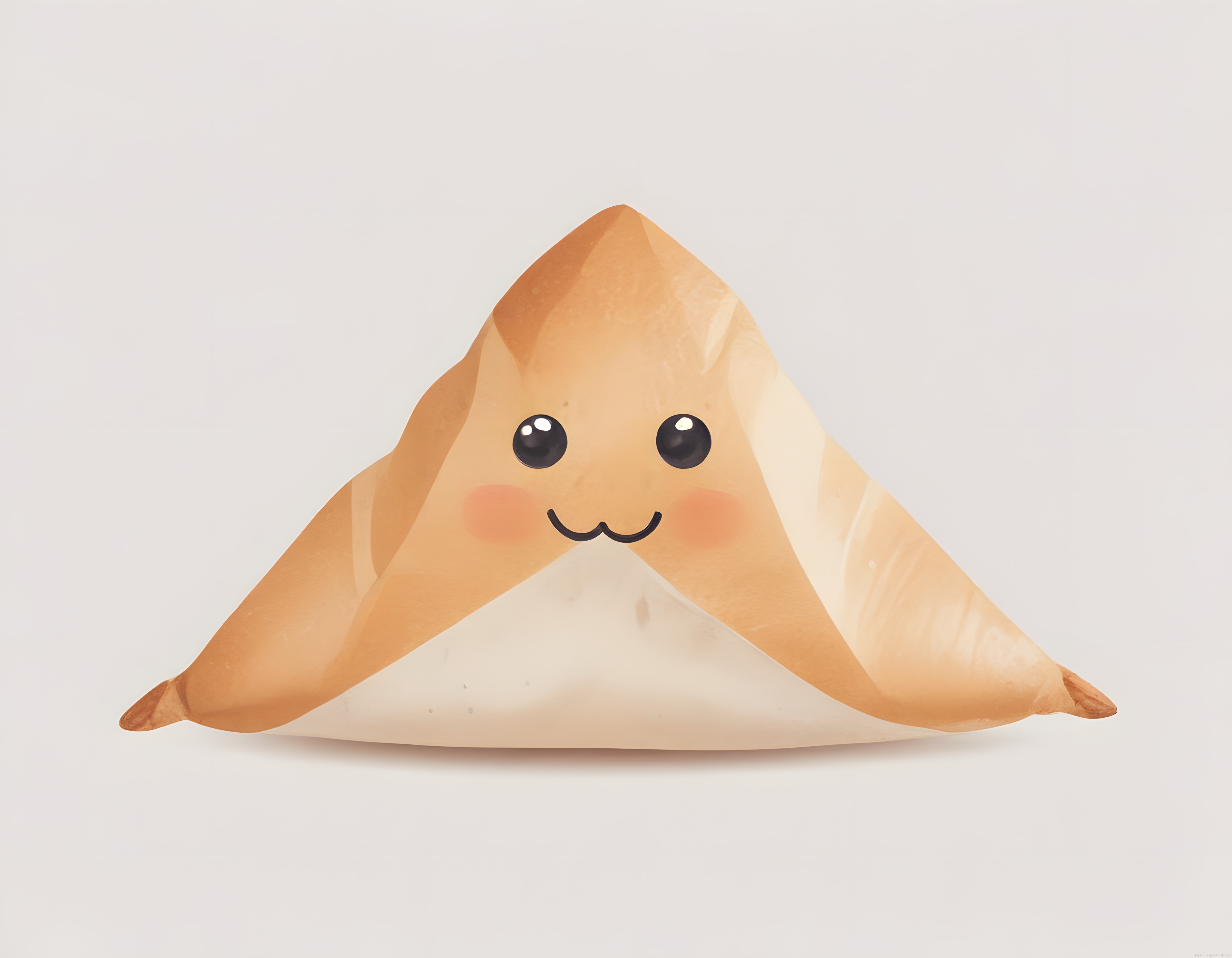 Sevimli Üçgen Börek Karakteri: Kawaii Hamur İşi Dijital İllüstrasyon Tasarımı