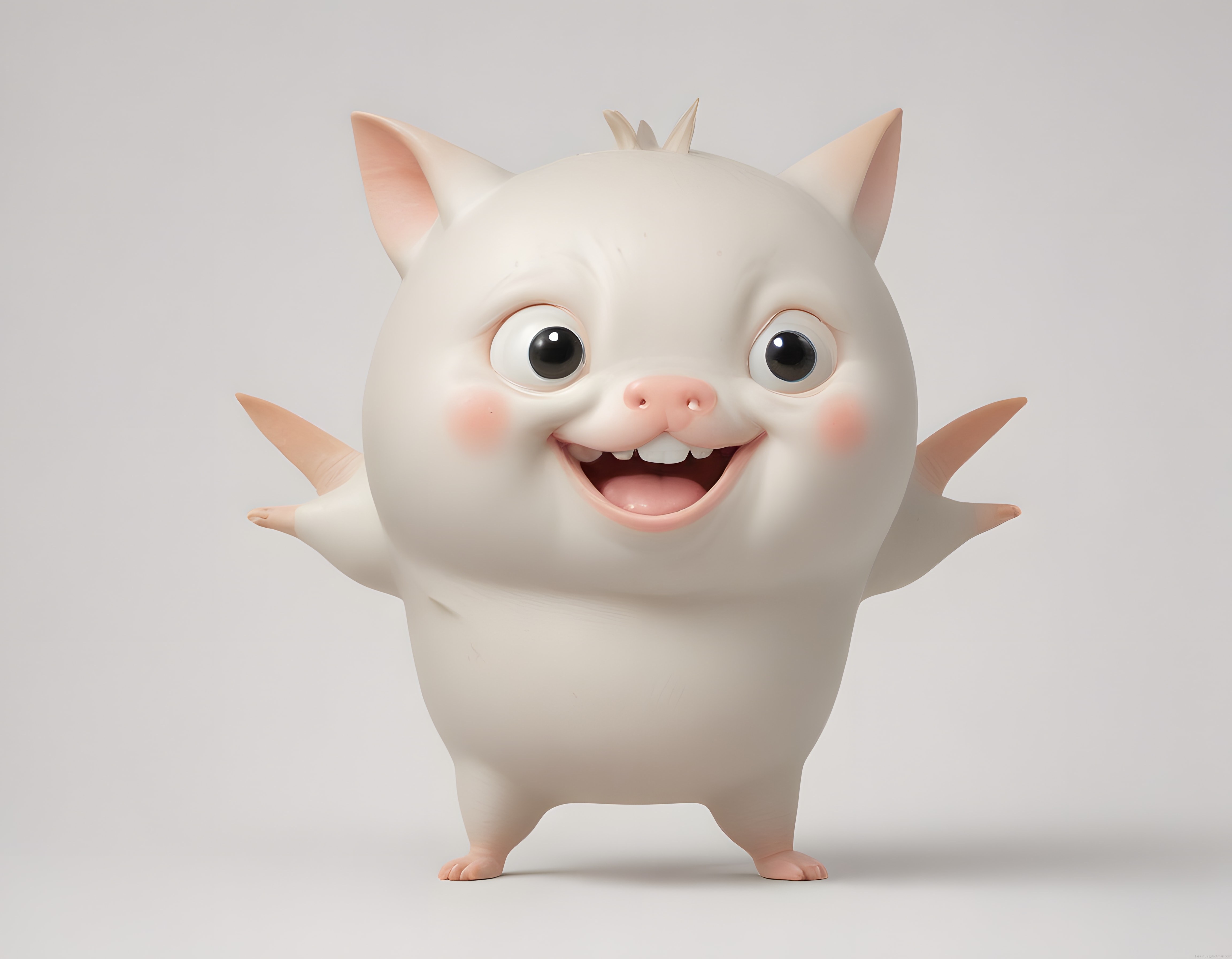 Sevimli ve Gülümseyen Fantastik 3D Domuz Karakteri İllüstrasyonu
