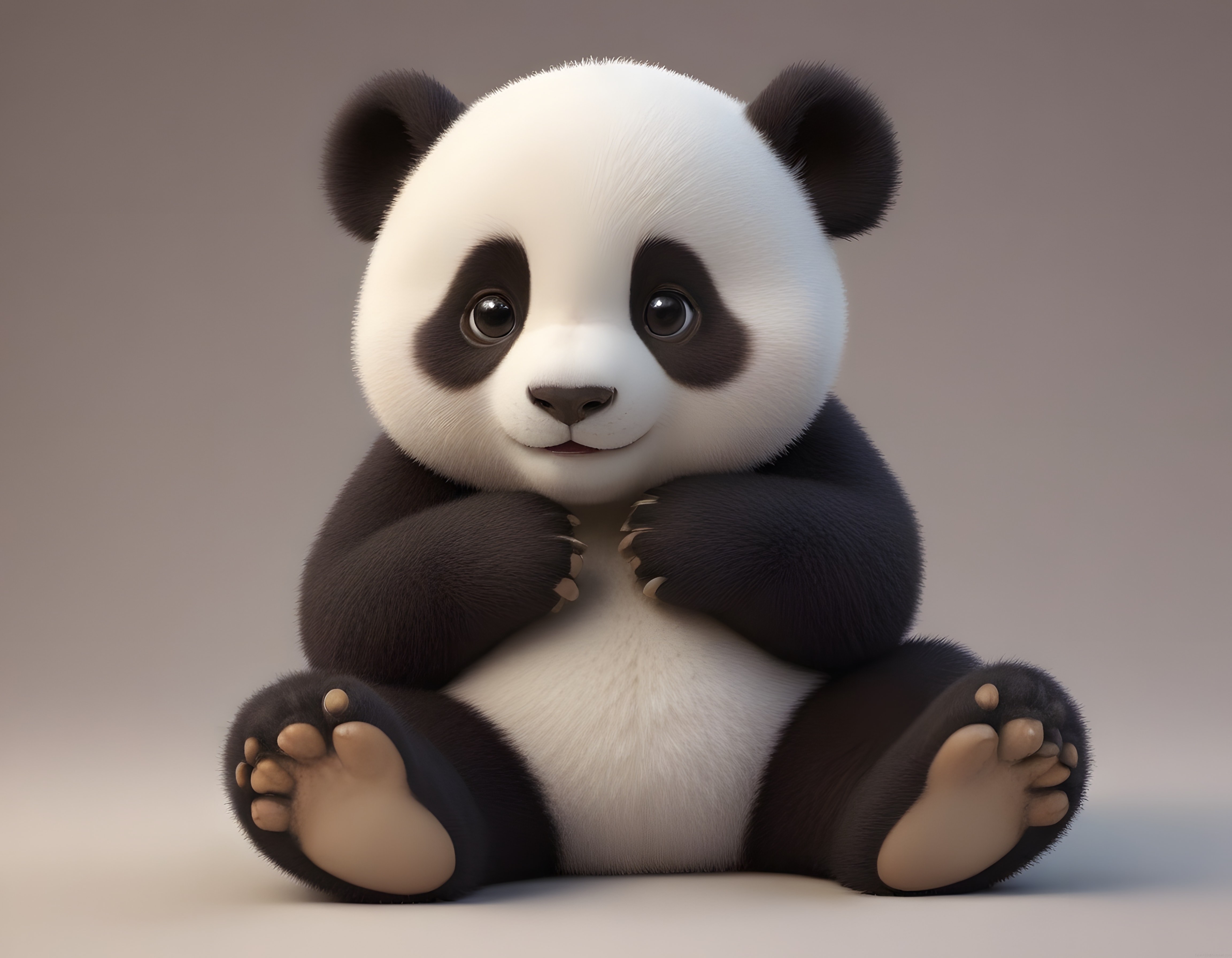 Sevimli Yavru Panda: Yumuşak Tüylü 3D Animasyon Karakteri ve İllüstrasyon