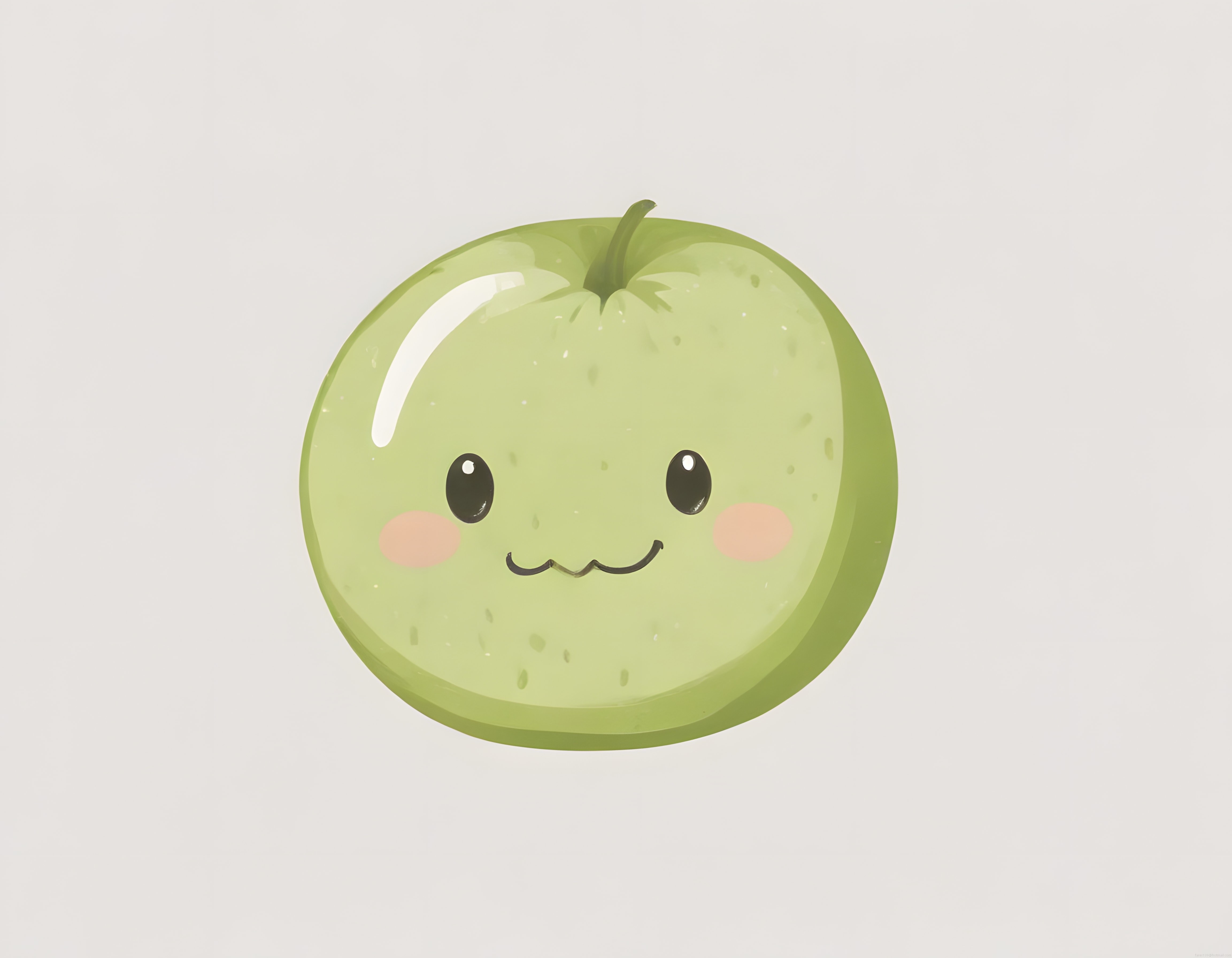 sevimli yeşil elma karakteri kawaii illüstrasyon ve arka plan