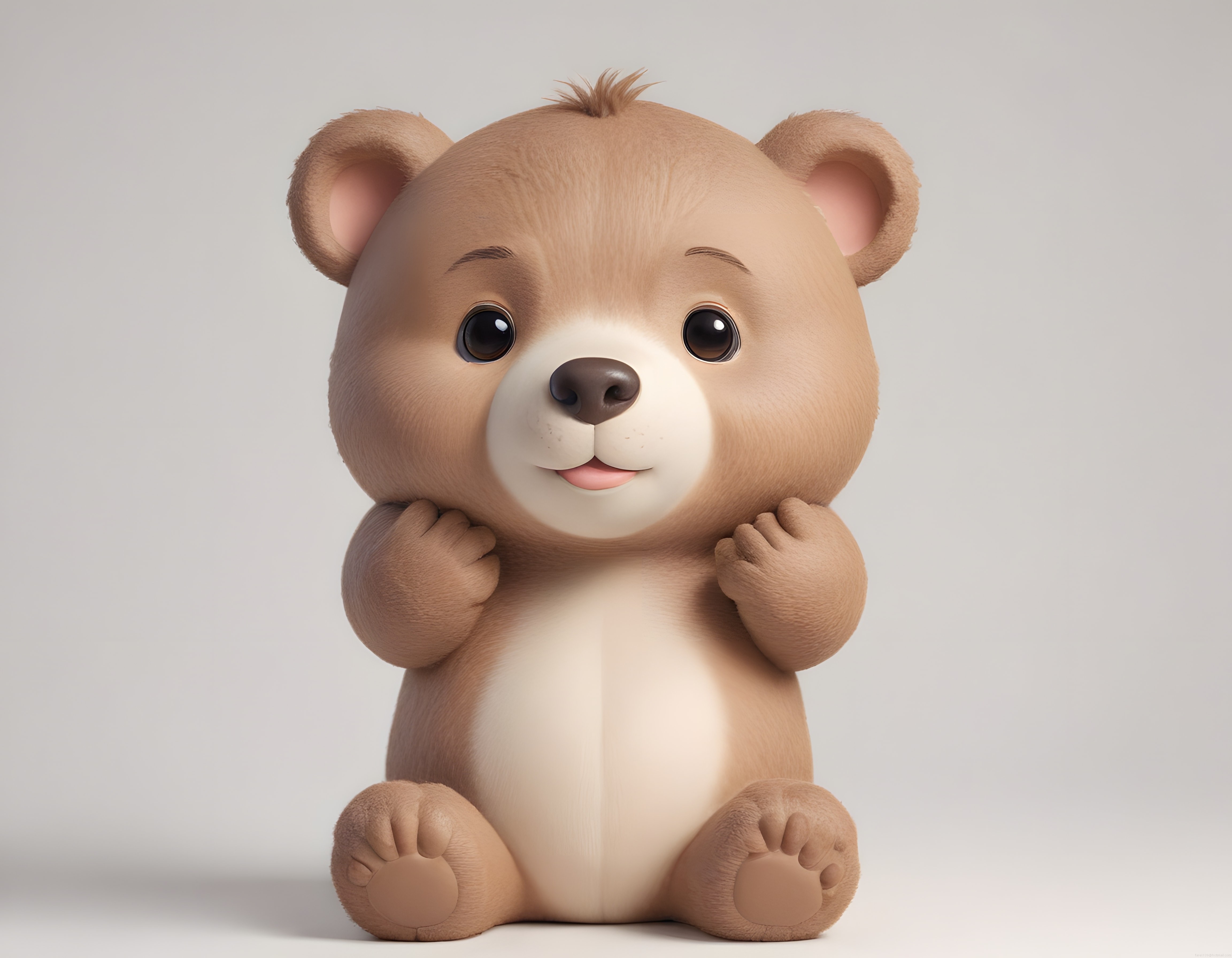 Sıcacık Bir Atmosferde Oturan Sevimli 3D Peluş Ayıcık Karakteri
