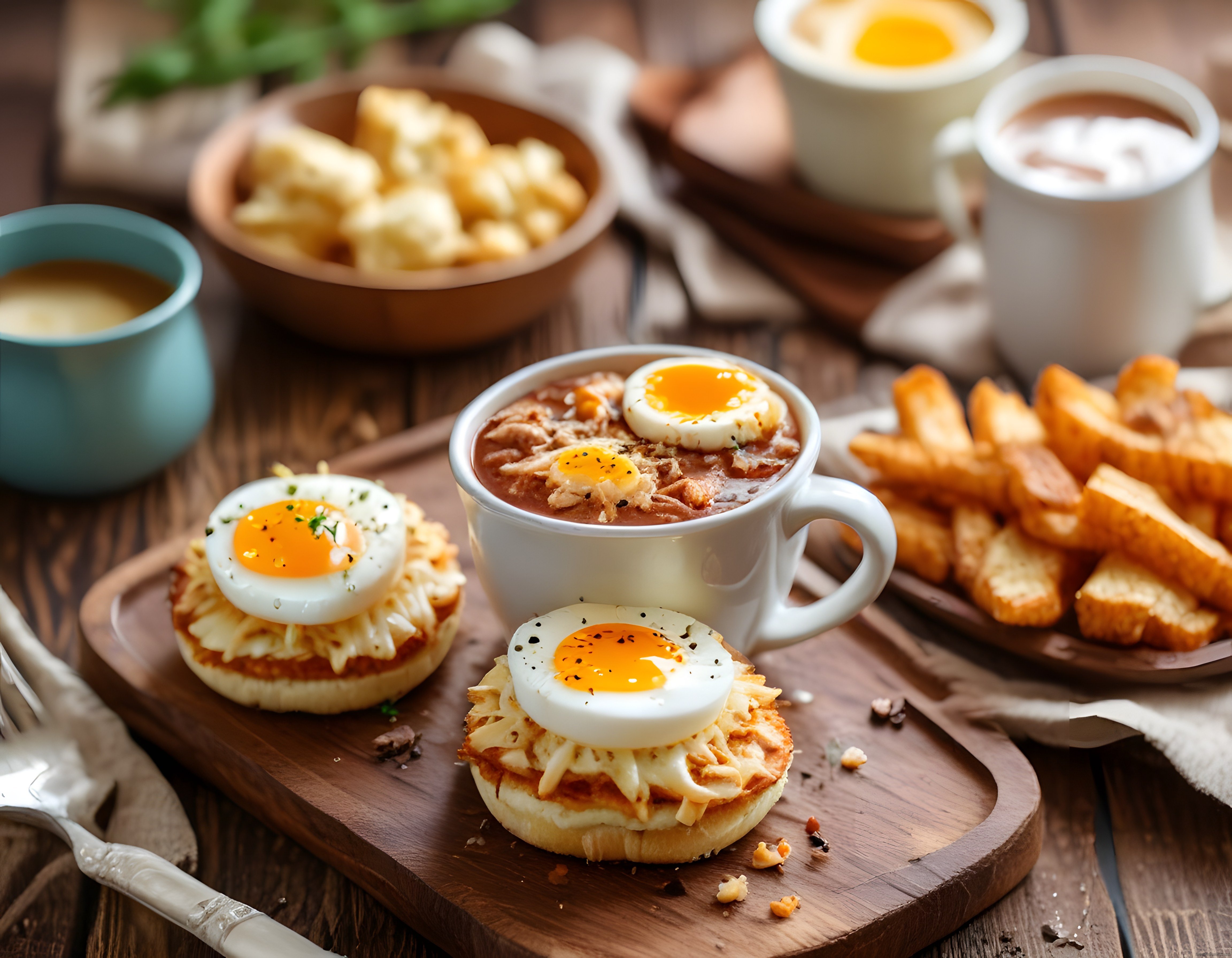 Sıcacık bir sabahın tadını çıkarın: yumurtalı muffın ve kızarmış ekmekler