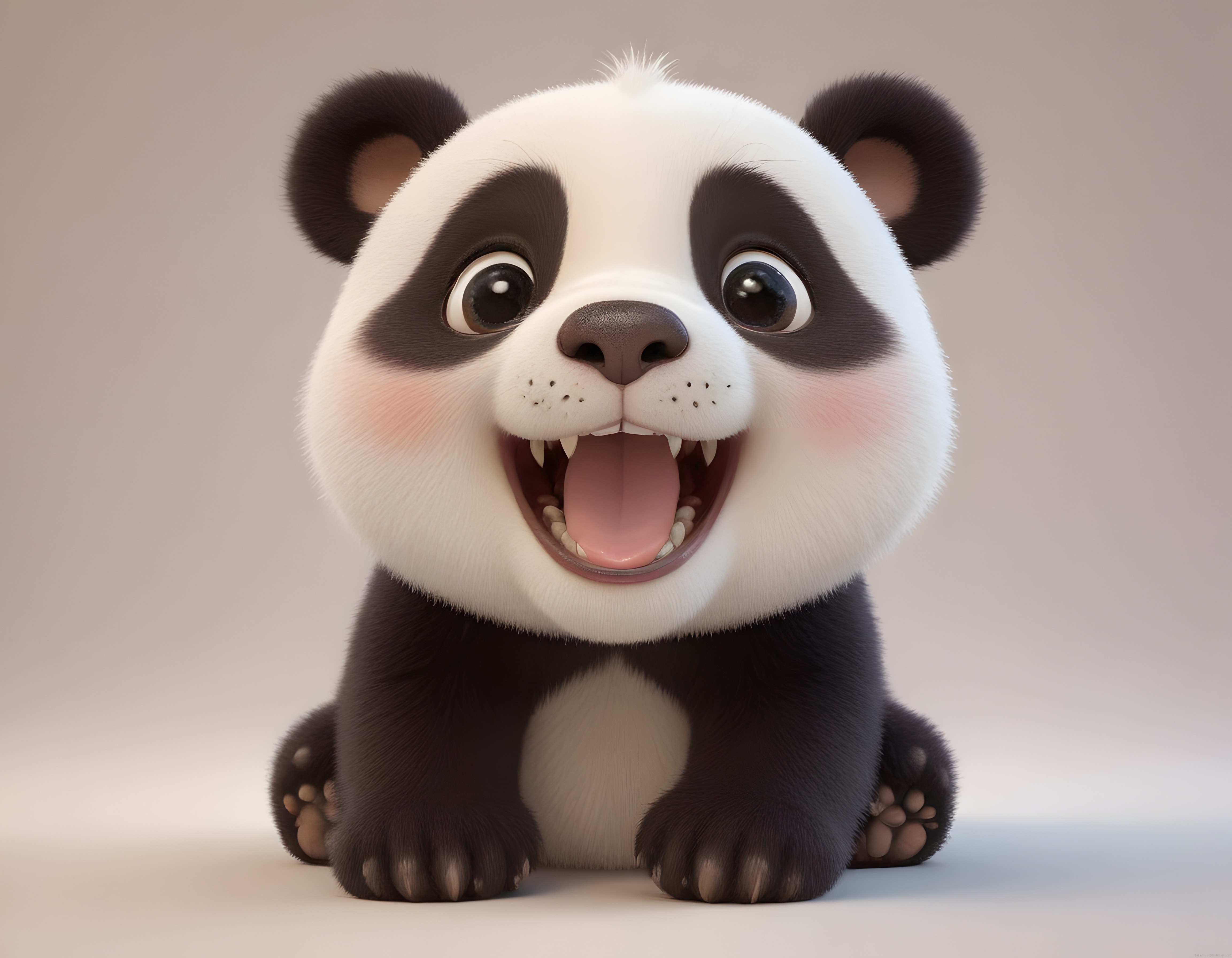 Sıcacık Bir Sürprizle Karşılayan Sevimli 3D Panda Yavrusu Portresi
