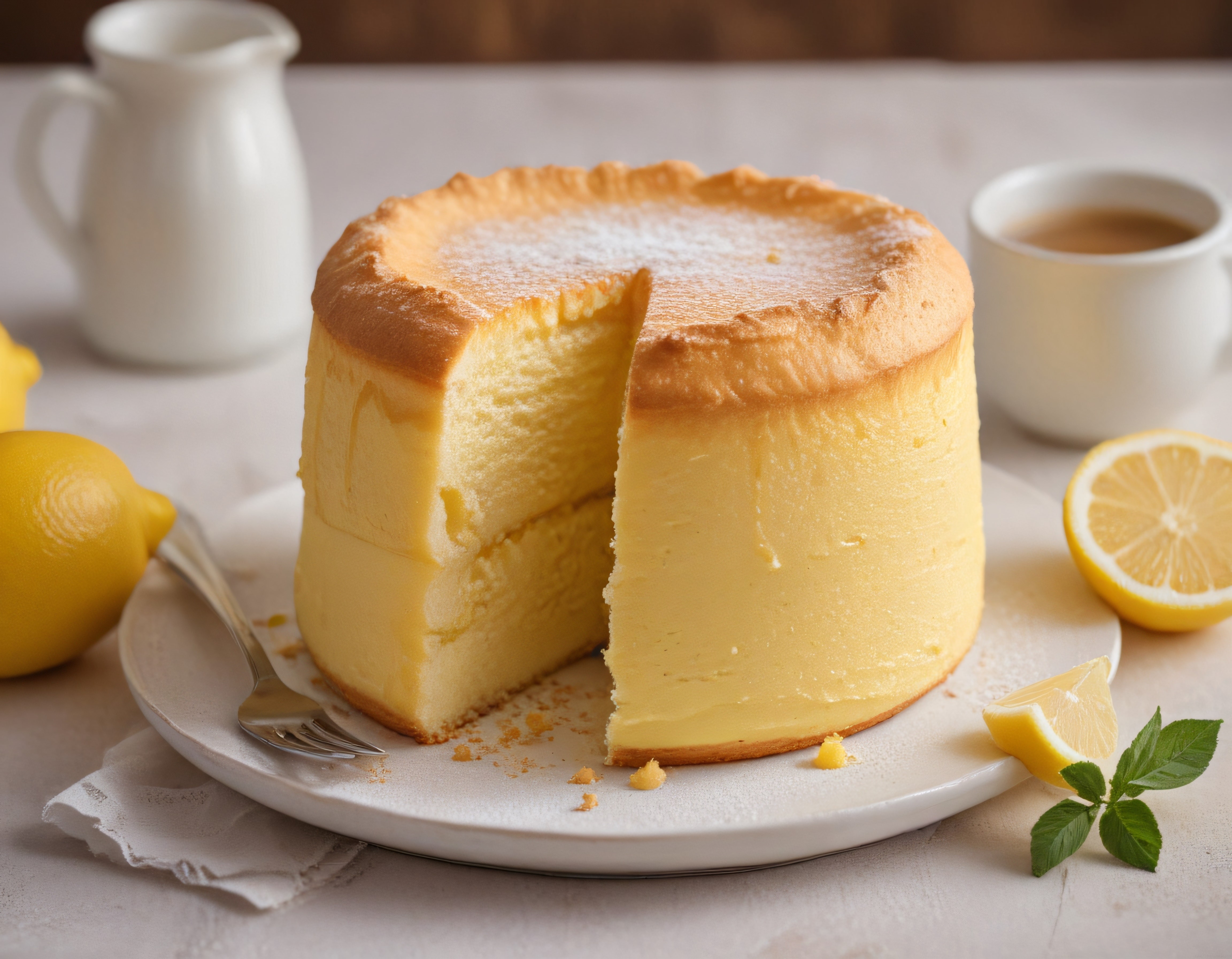 Sıcacık Çay Eşliğinde Limonlu Japon Cheesecake Sunumu ve Çekim Detayları