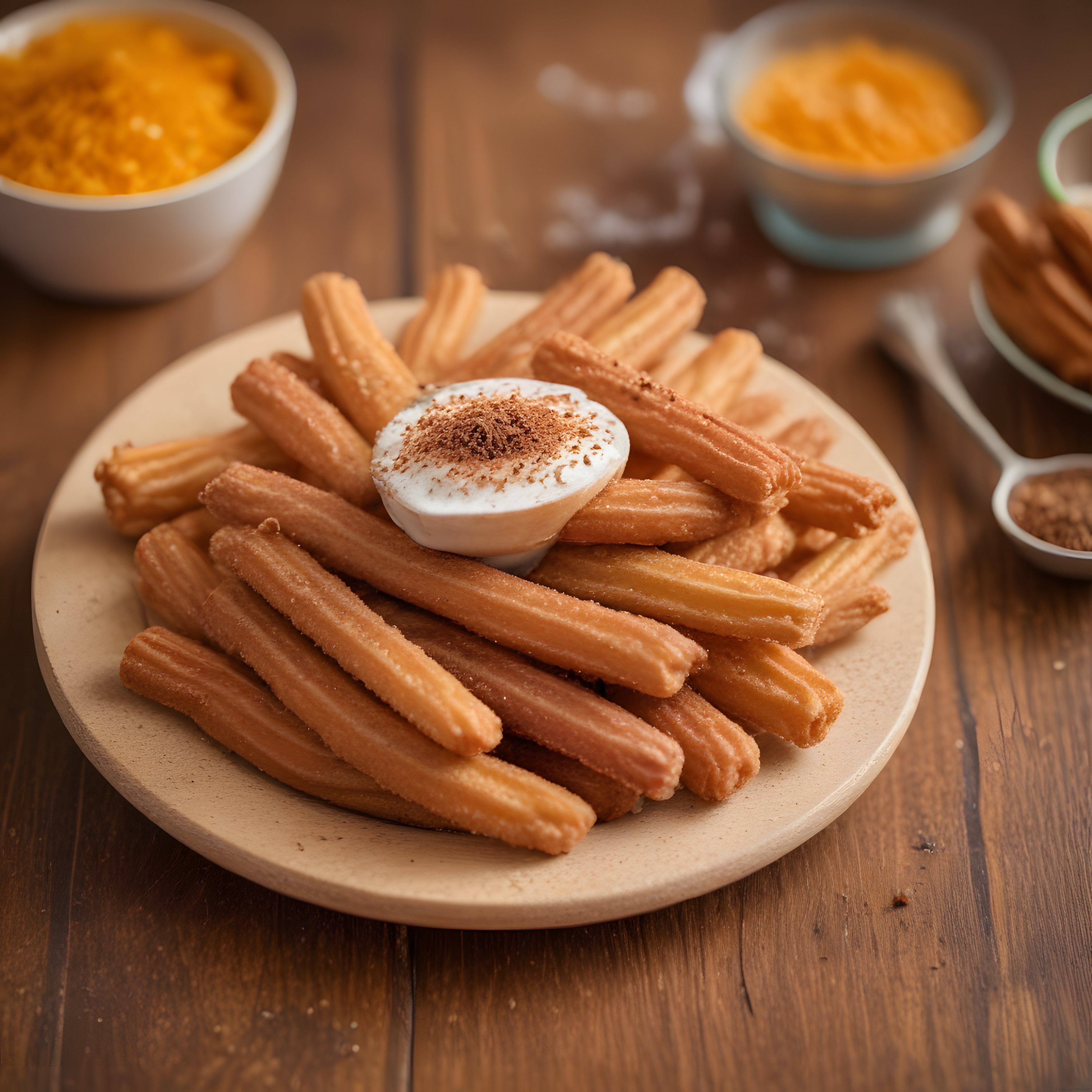 Sıcacık Churros ve Tarçınlı Kremalı Sos Eşliğinde Nefis Tatlı Tabağı