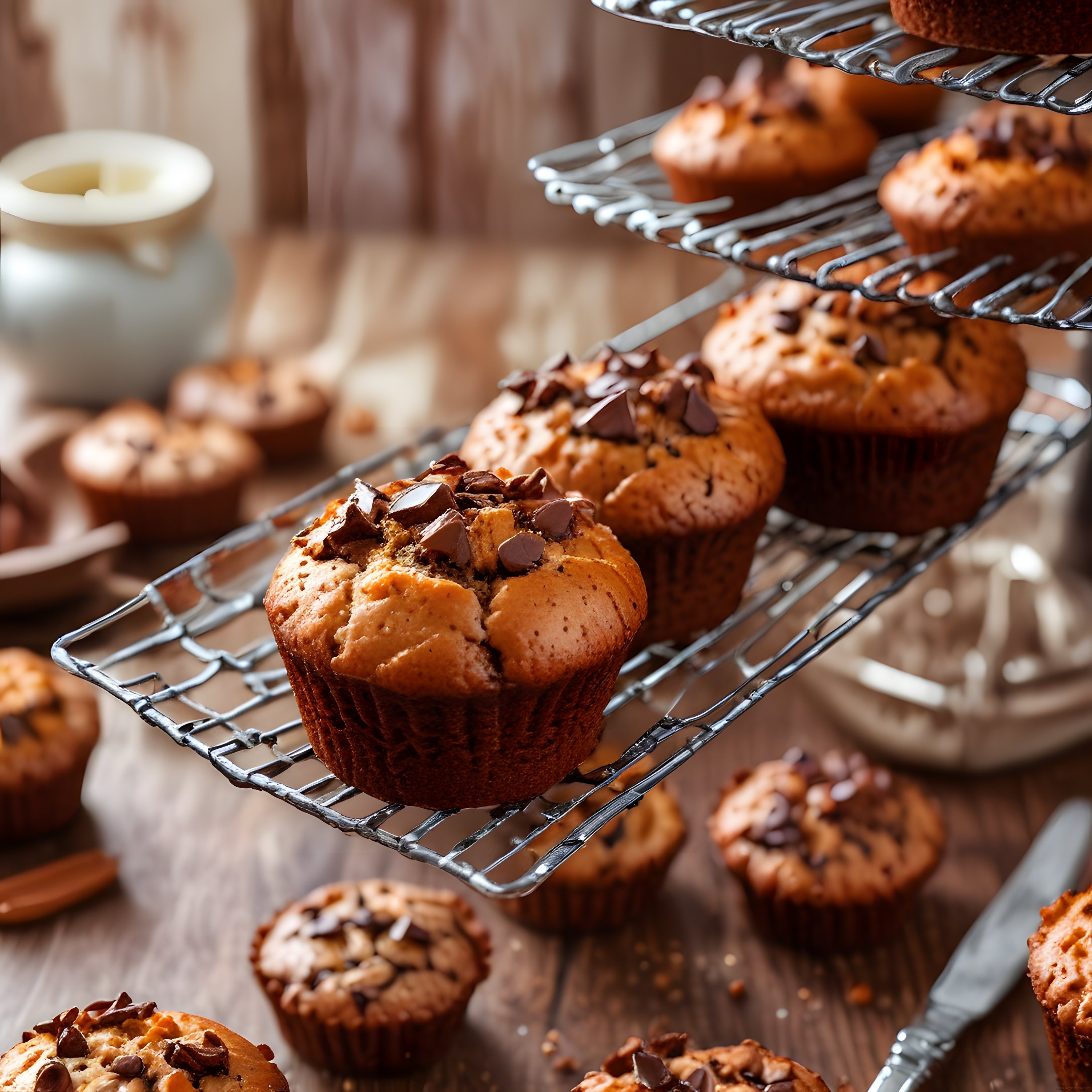 Sıcacık Çikolatalı Muffinler: Tel Raf Üzerinde Davet ve Lezzet Sunumu
