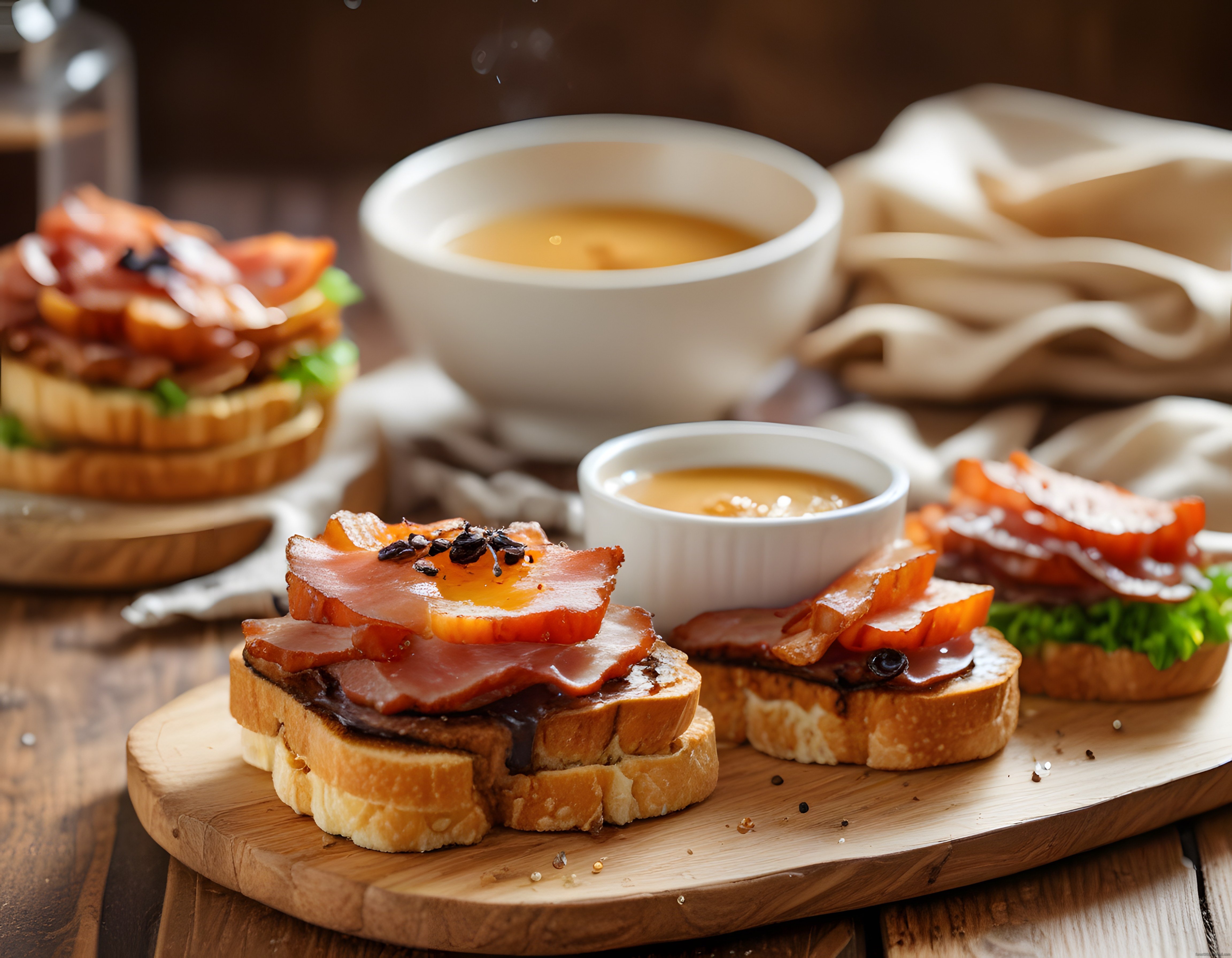 Sıcacık Çorba ve Domatesli Tost Eşliğinde Nefis Kahvaltı Masası