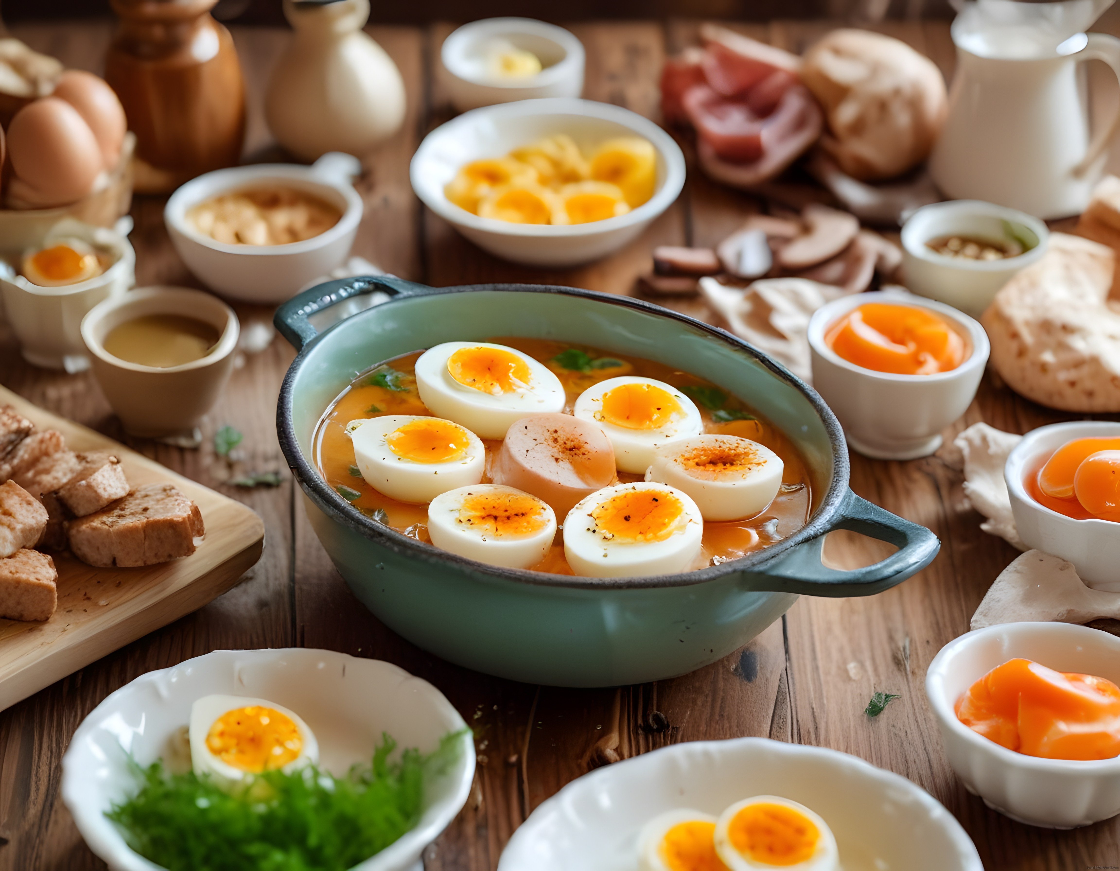 Sıcacık Haşlanmış Yumurta ve Taze Ekmek Eşliğinde Keyifli Kahvaltı Masası