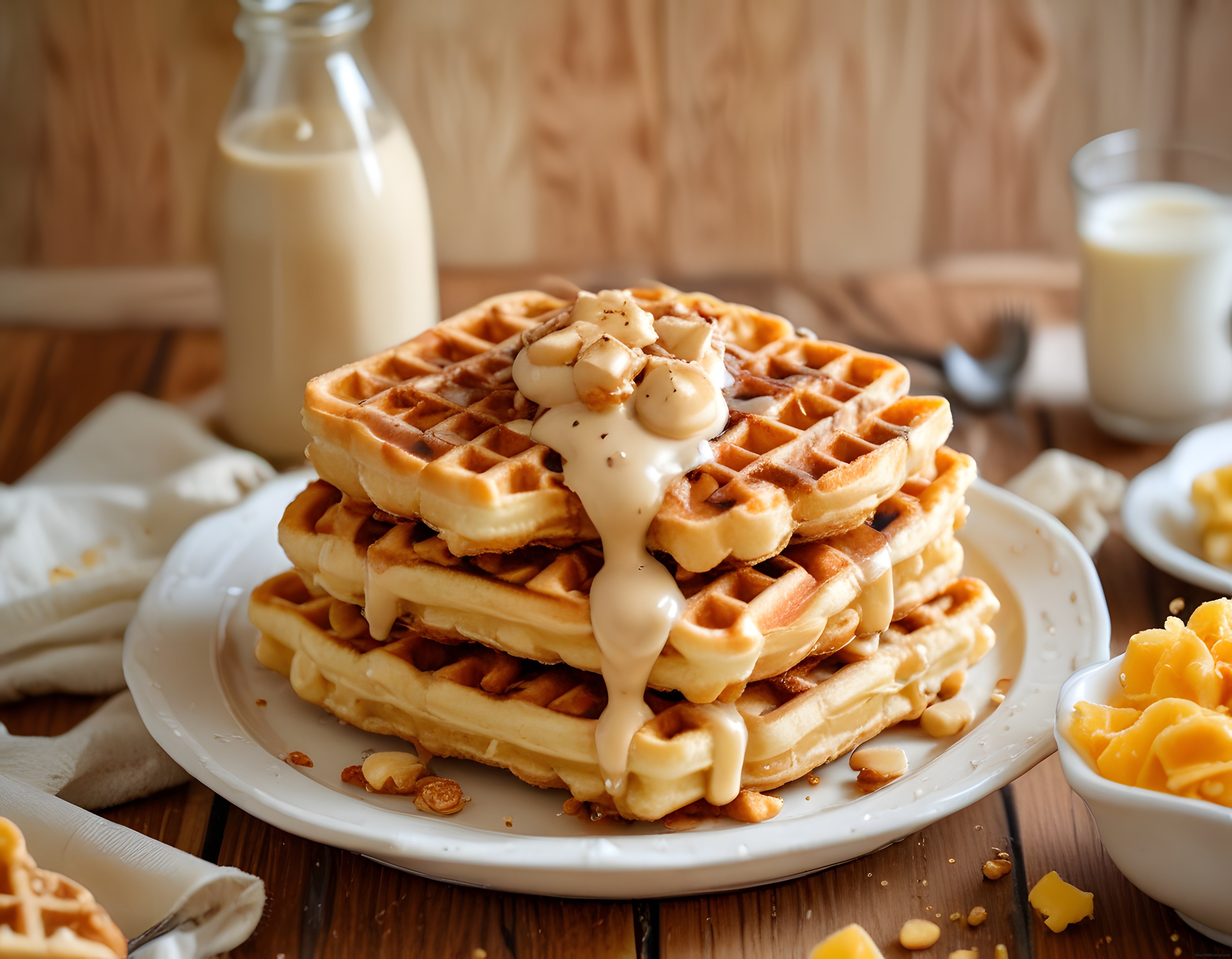 Sıcacık Waffle Kulesi: Tahin Soslu ve Fındıklı Kahvaltılık Tarif