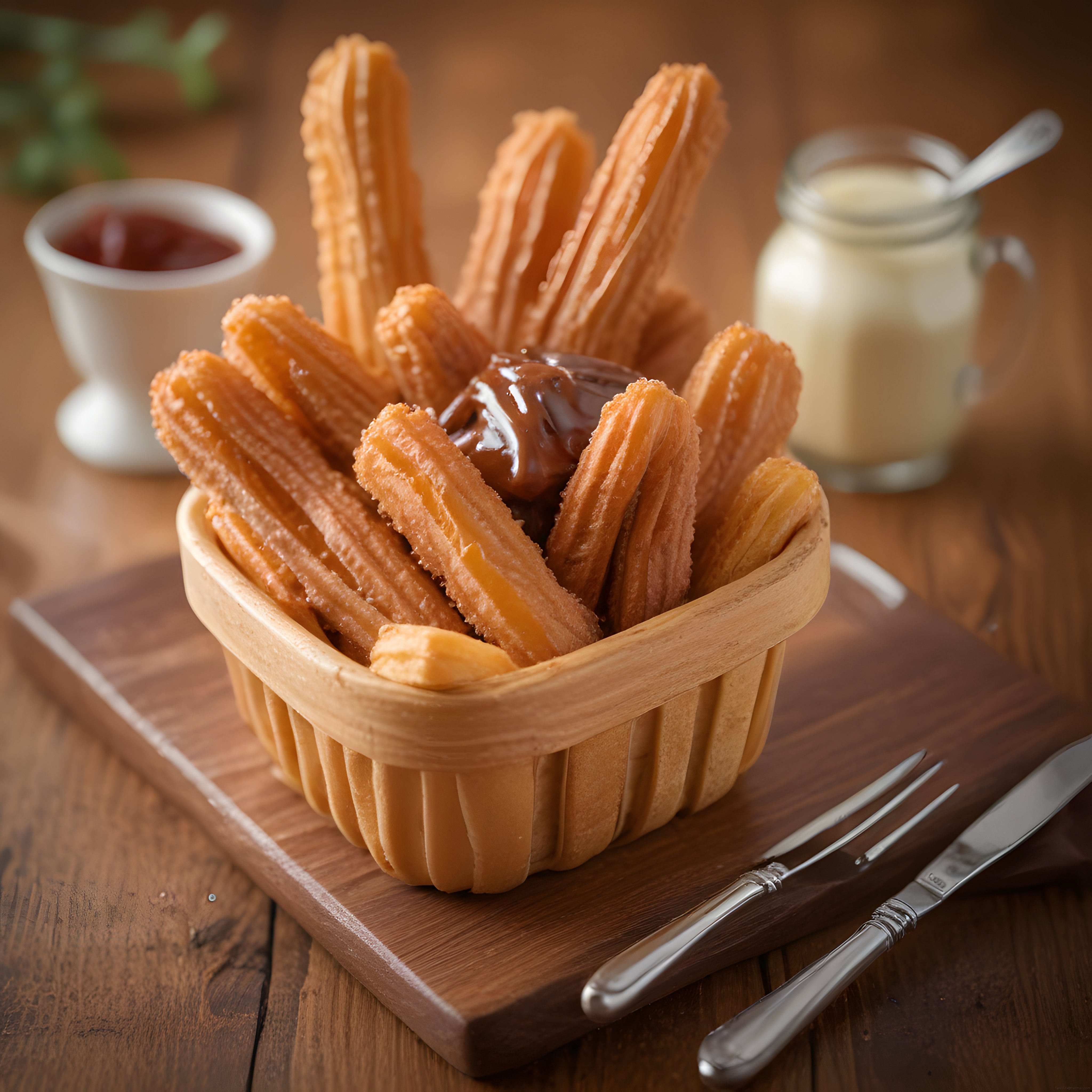 Sıcak Çikolata Soslu Çıtır Churros ve Kremalı Soslarla Lezzetli Sunum