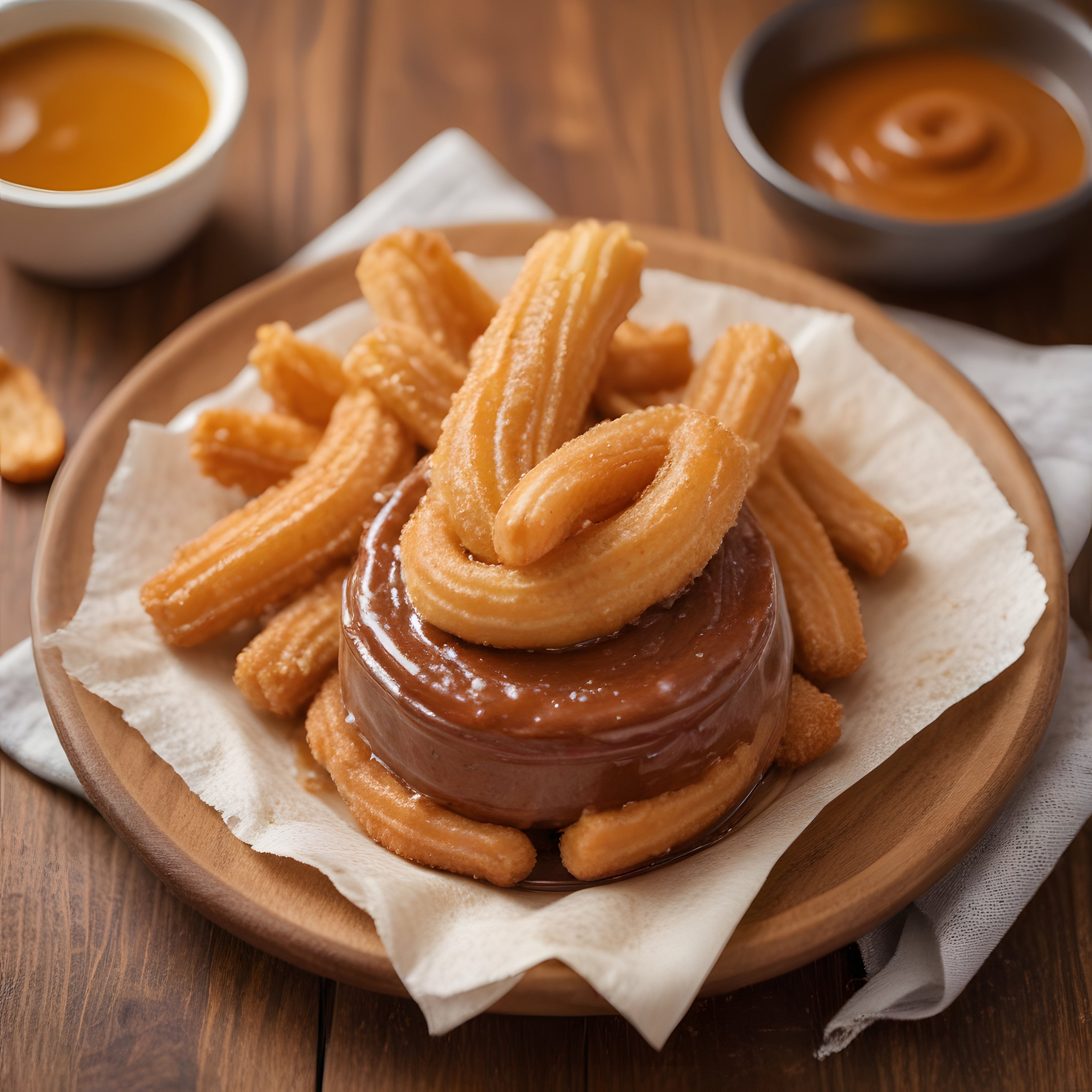 Sıcak Çikolata ve Dulce de Leche Soslu Çıtır Churros Tatlı Tabağı