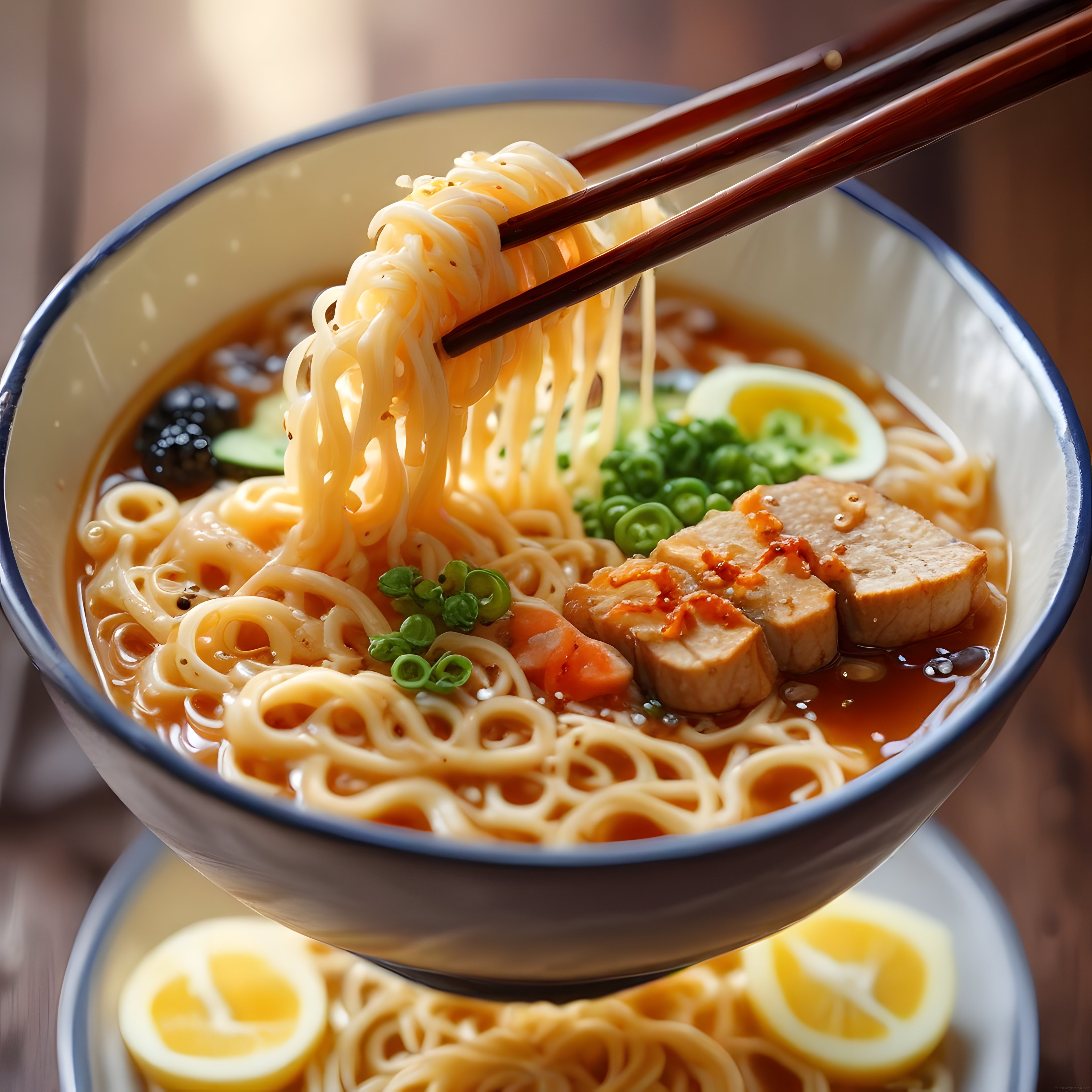 Sıcak Japon Ramen Kasesi: Tofu, Yumurta ve Yeşil Soğanlı Erişte Çorbası