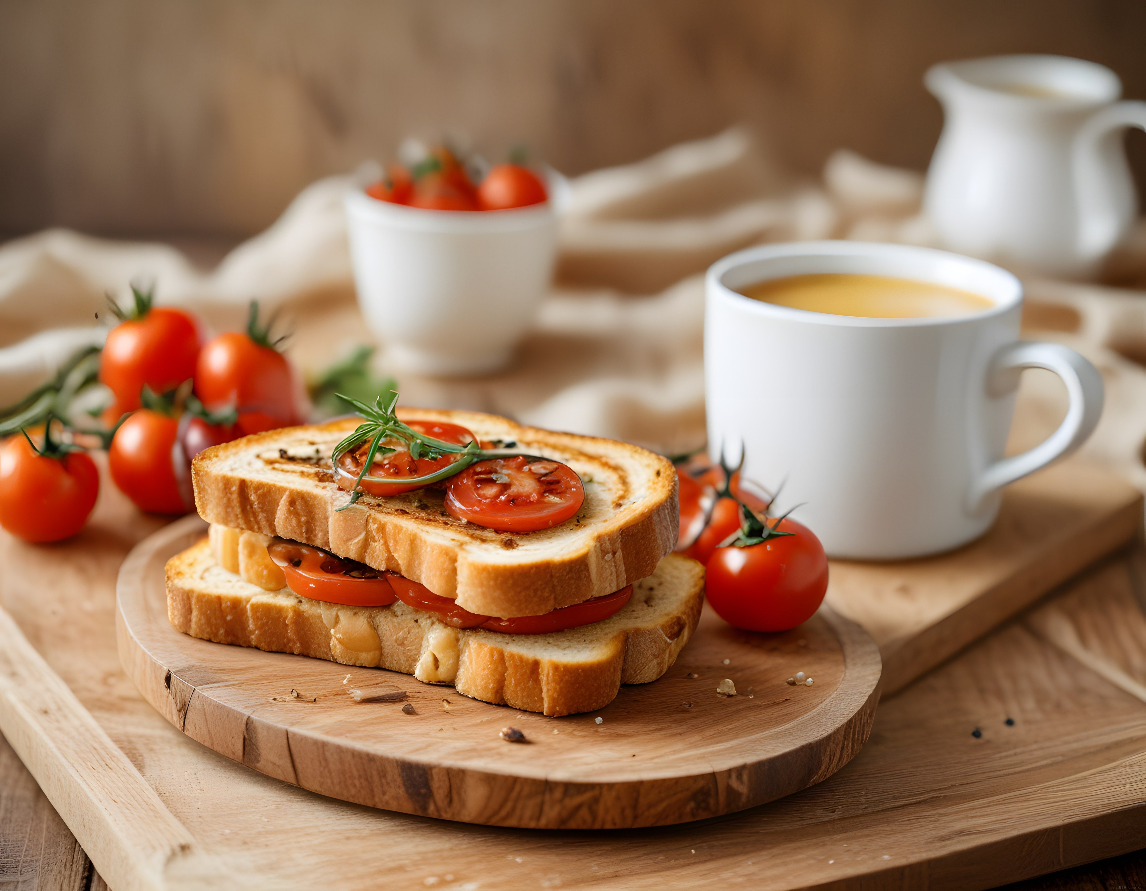 Sıcak Kahvaltı Keyfi: Domatesli Tost ve Taze Çay ile Ev Konforu