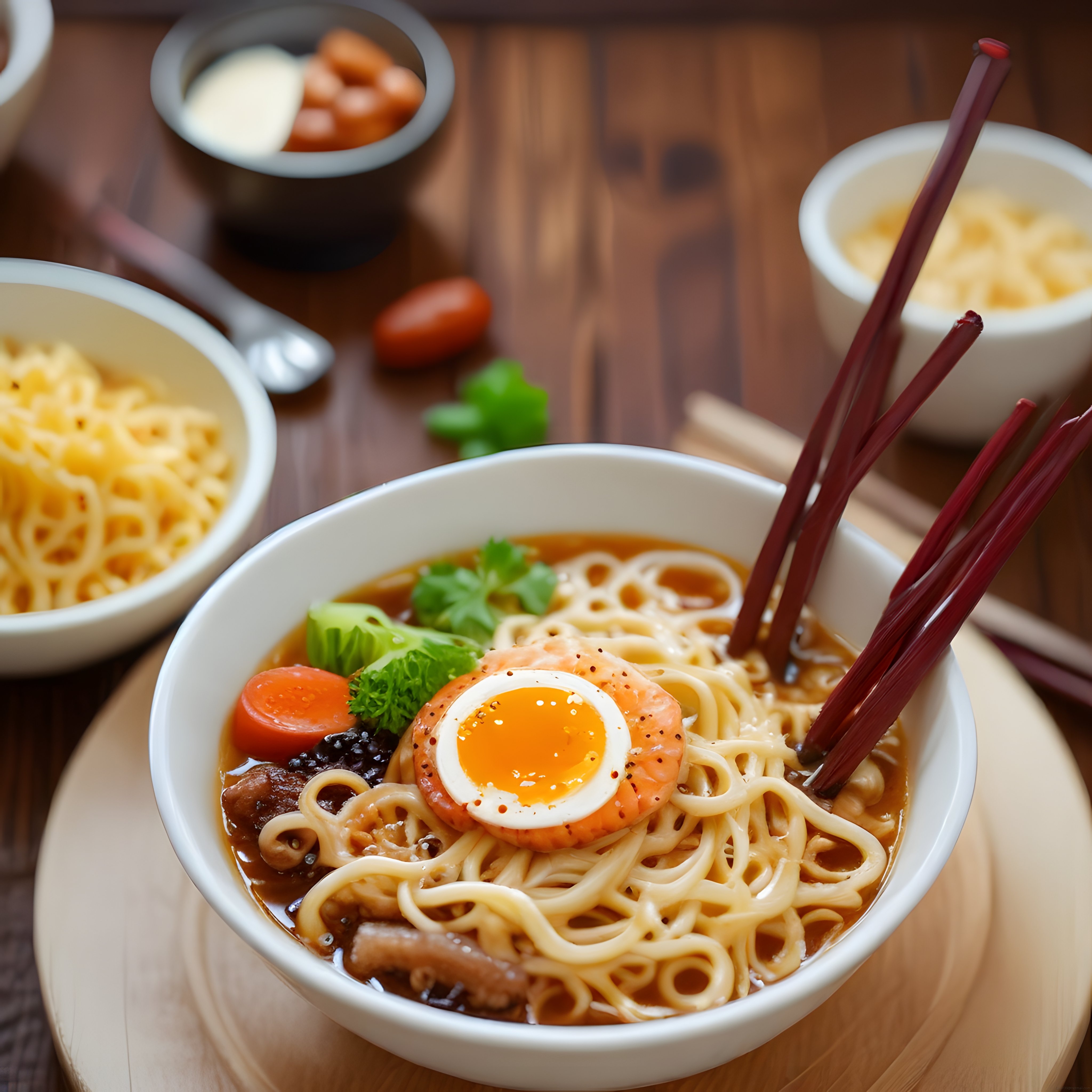 Sıcak Ramen Çorbası: Yumuşak Erişte, Haşlanmış Yumurta ve Taze Sebzeler