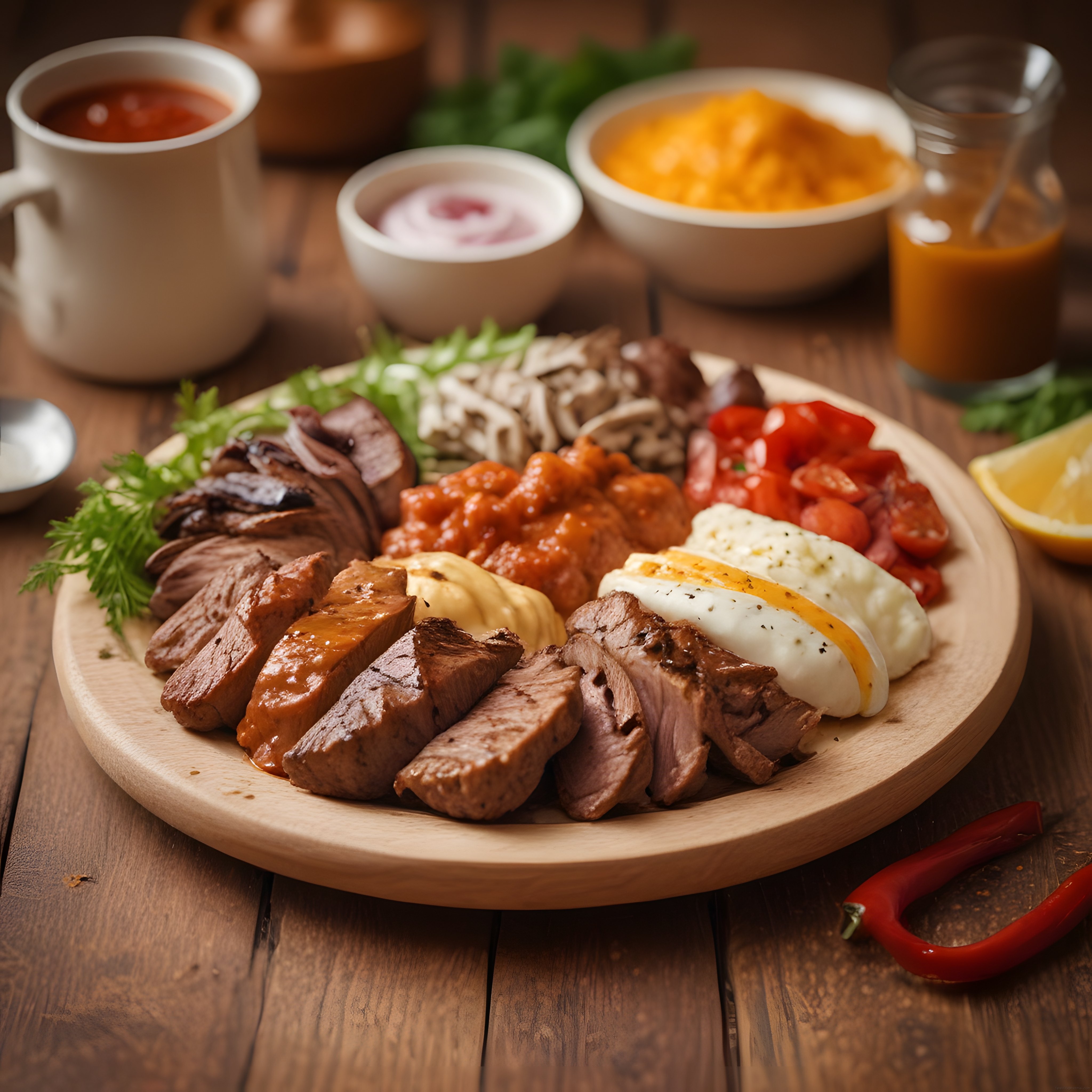 Sıcak Soslu Et Dilimleri ve Yumurtayla Efsanevi Kahvaltı Tabağı