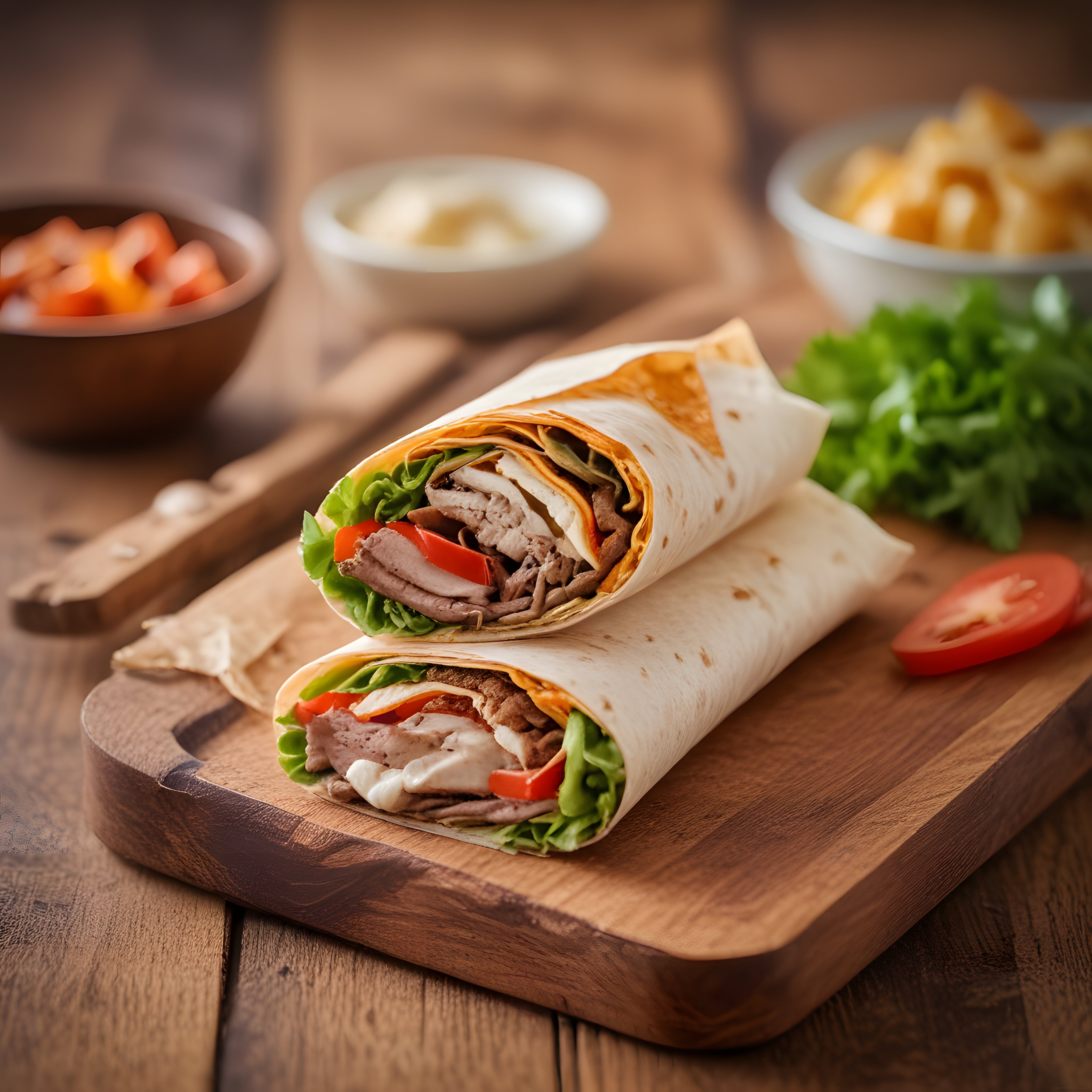 Sıcak Tortilla Arasına Izgara Tavuk ve Sebzelerle Hazırlanan Lezzetli Wrap