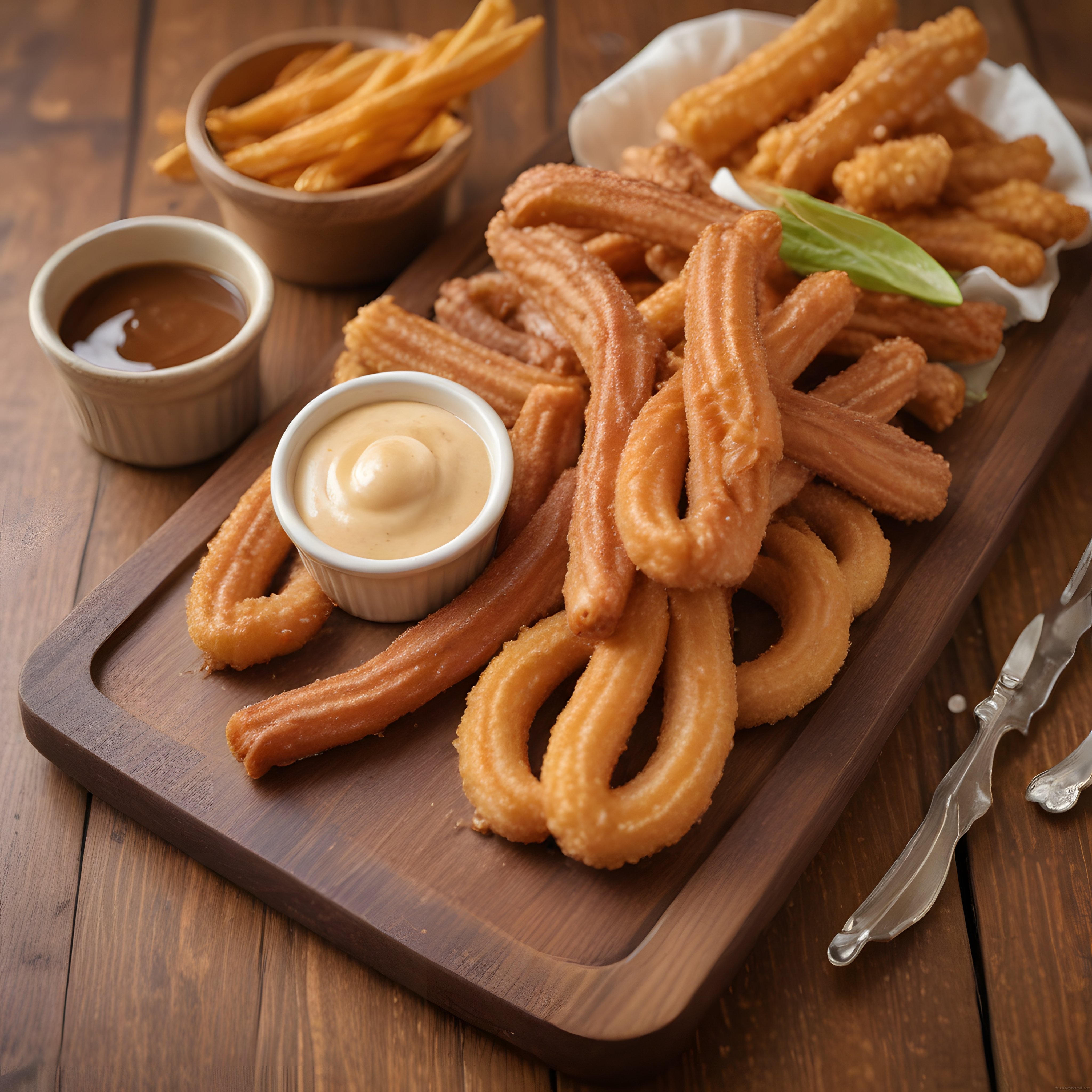 Sıcak ve Çıtır Churros Eşliğinde Çikolata ve Kremalı Sosların Nefis Sunumu