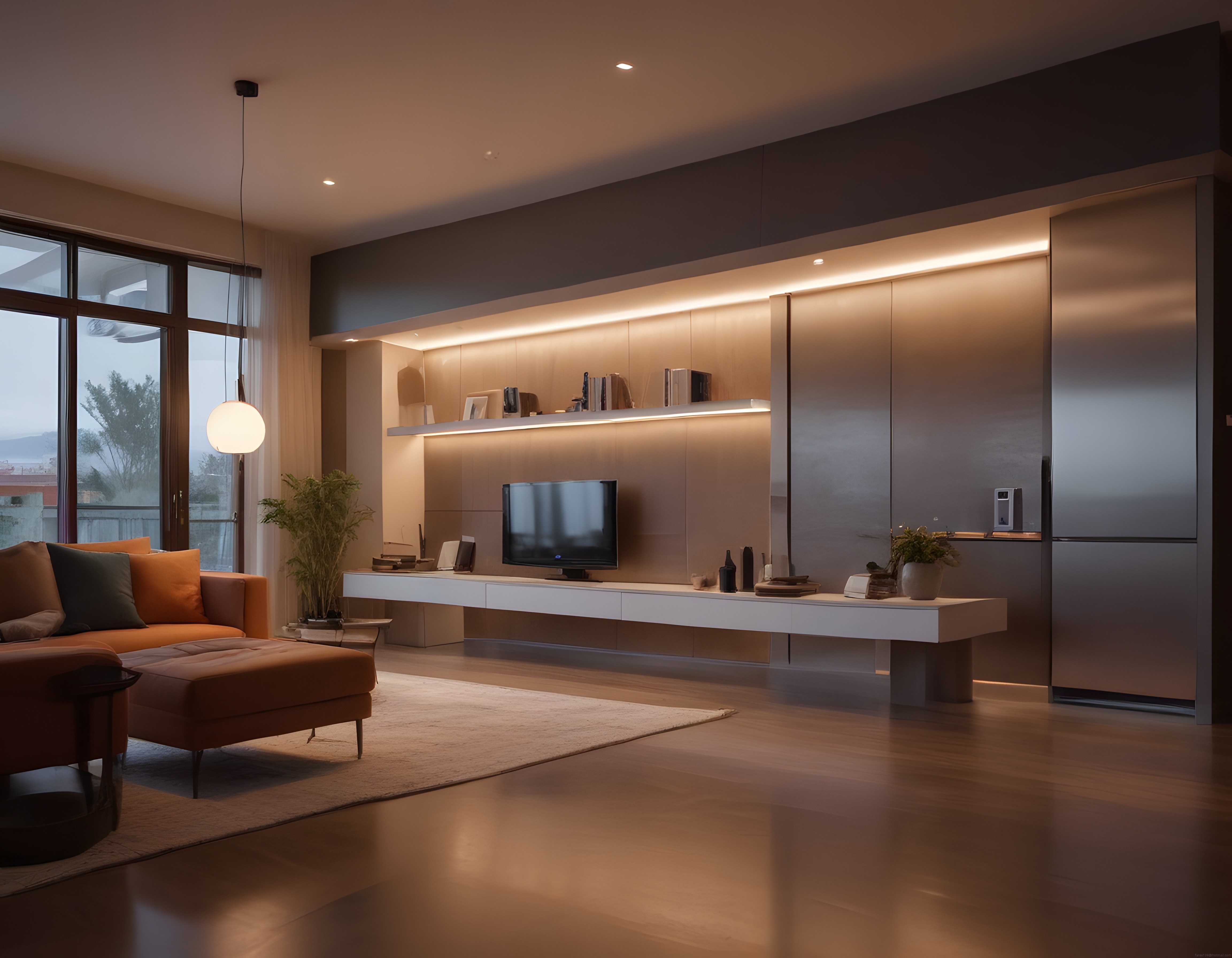 Sıcak ve Modern Lüks Salon Dekorasyonu: Gizli Işıklandırma ve Tv Ünitesi