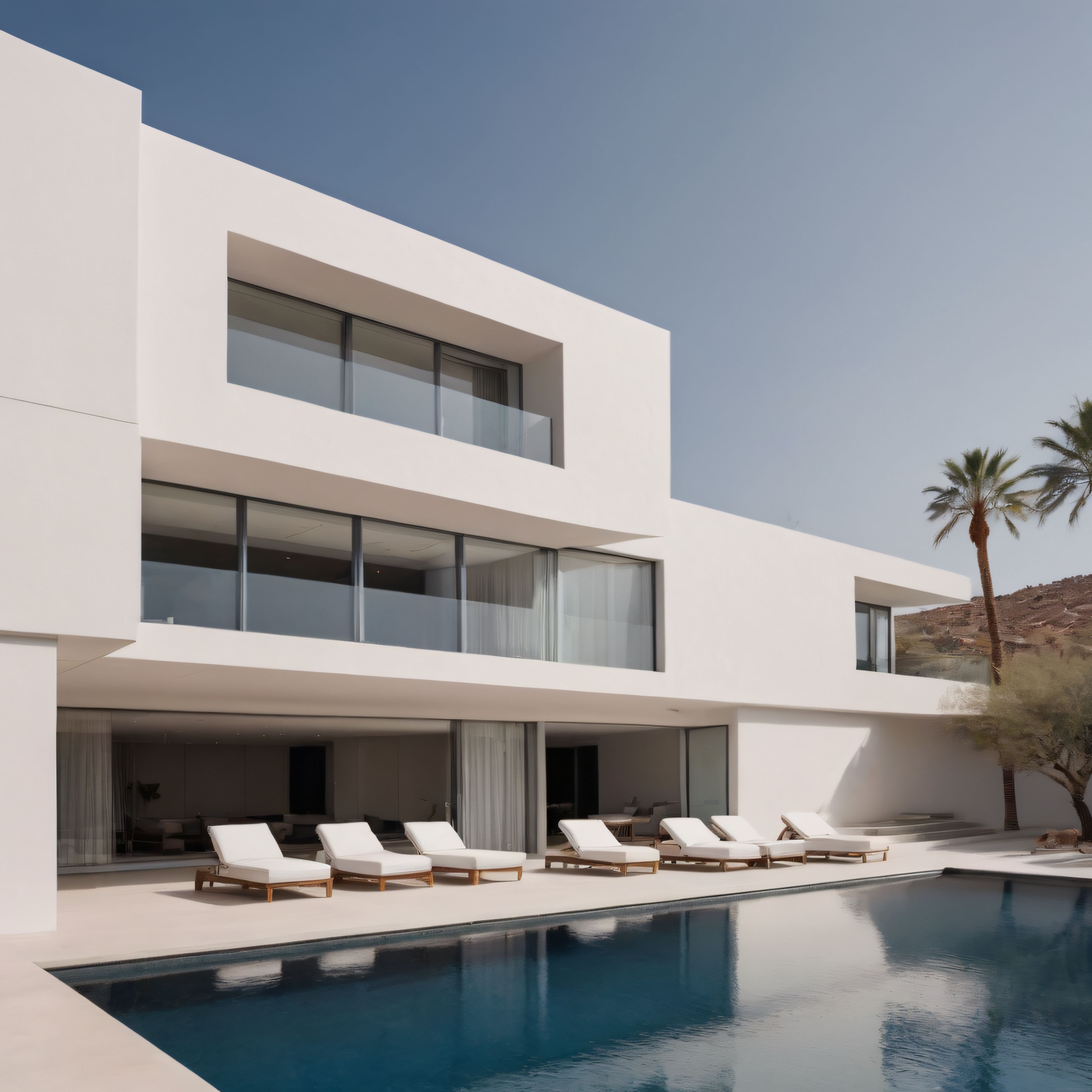 Sıcak Yaz Gününde Beyaz Modern Villa ve Sonsuzluk Havuzlu Tatil Rüyası